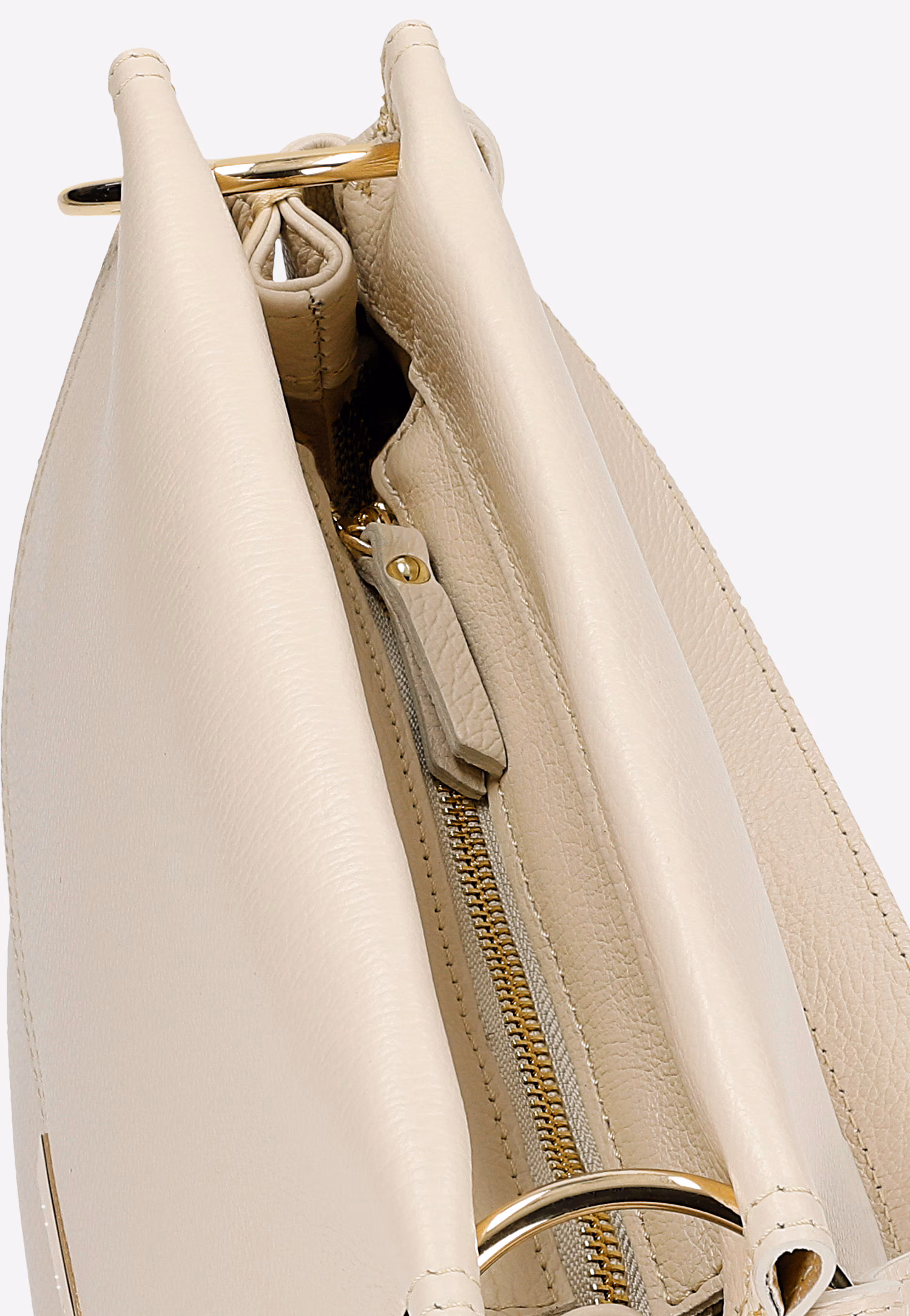 Jasnobeżowa skórzana torebka damska