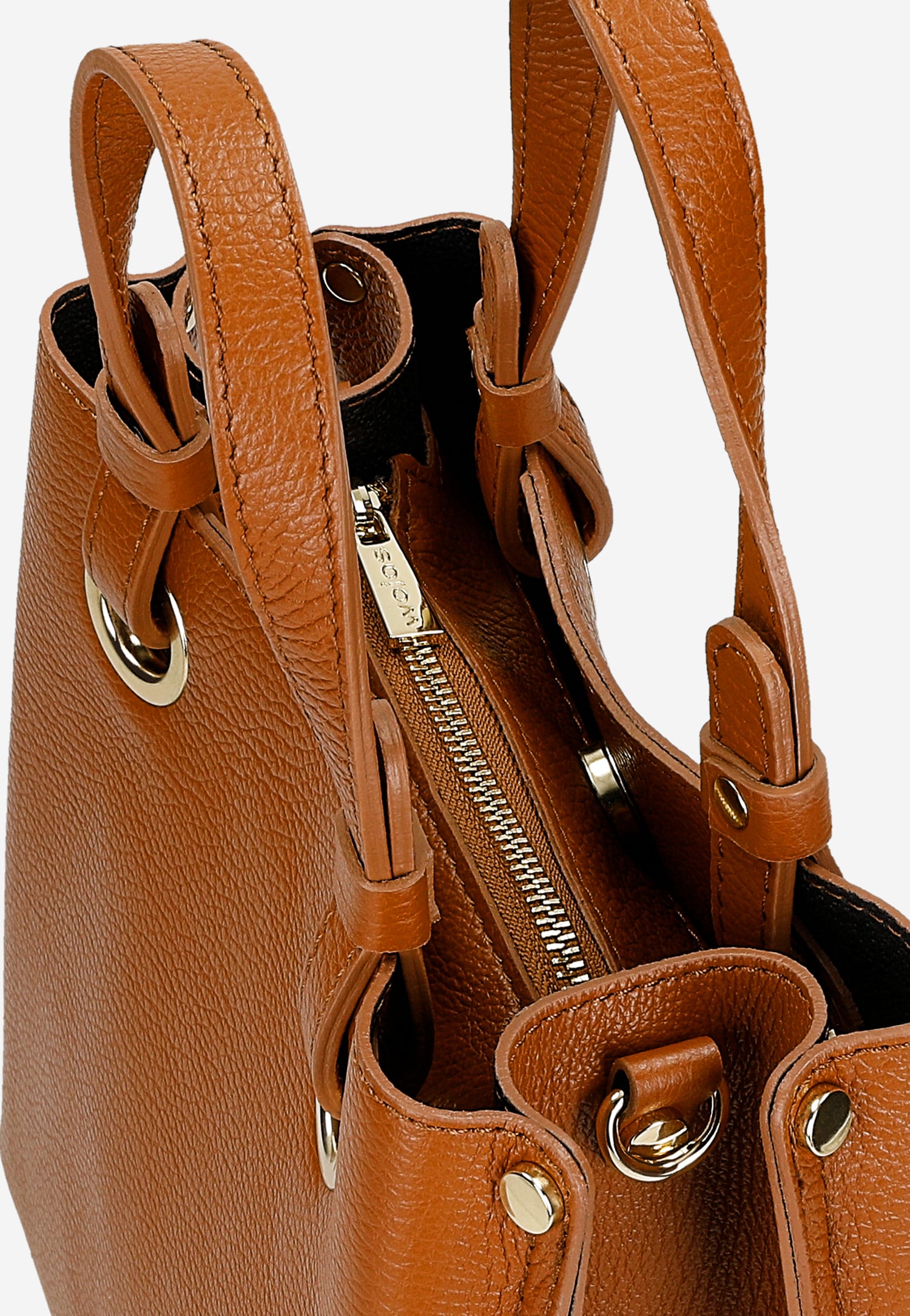 Ciemnobeżowa torebka damska ze skóry licowej