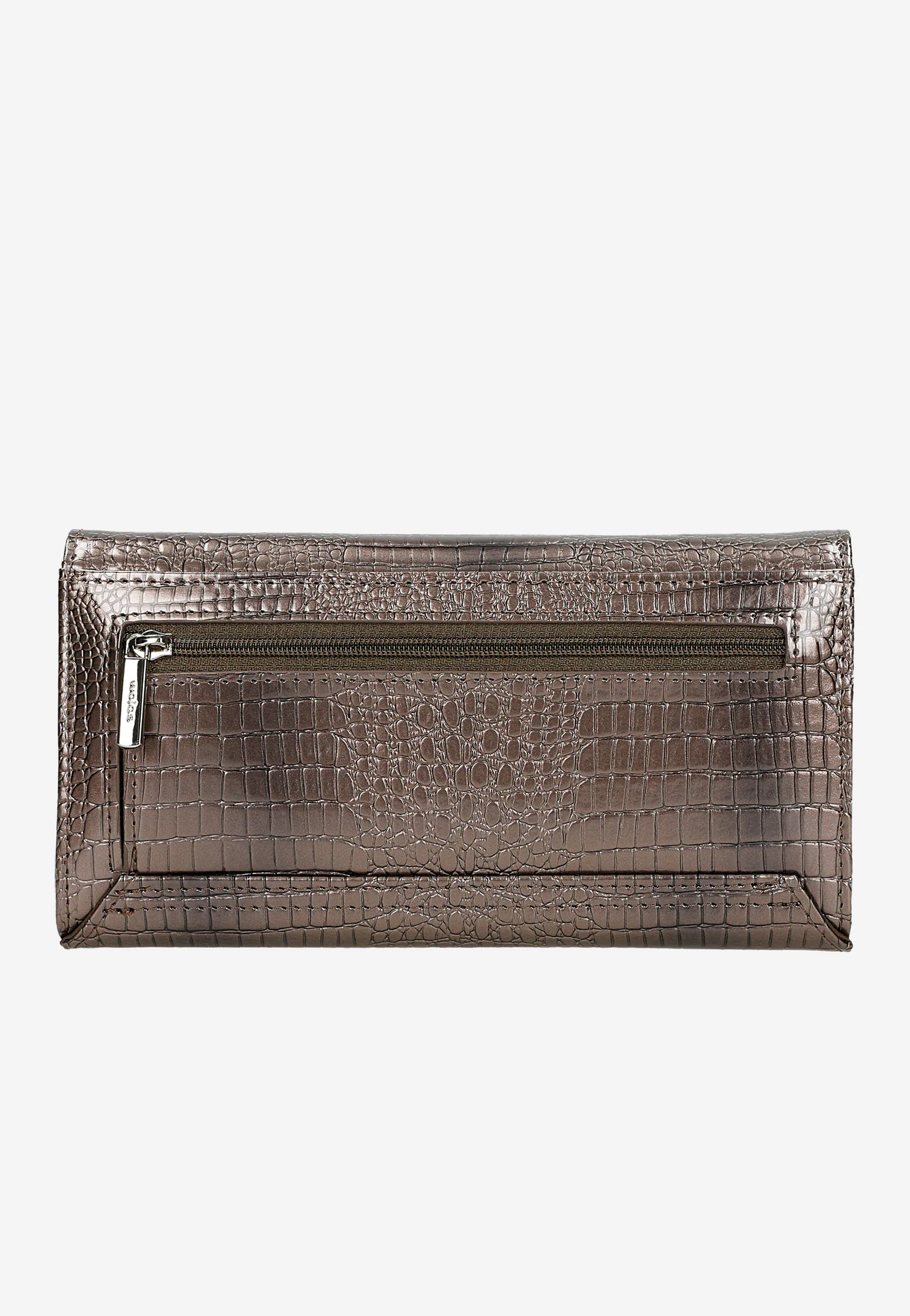 Duży beżowy portfel damski z lakierowanej skóry