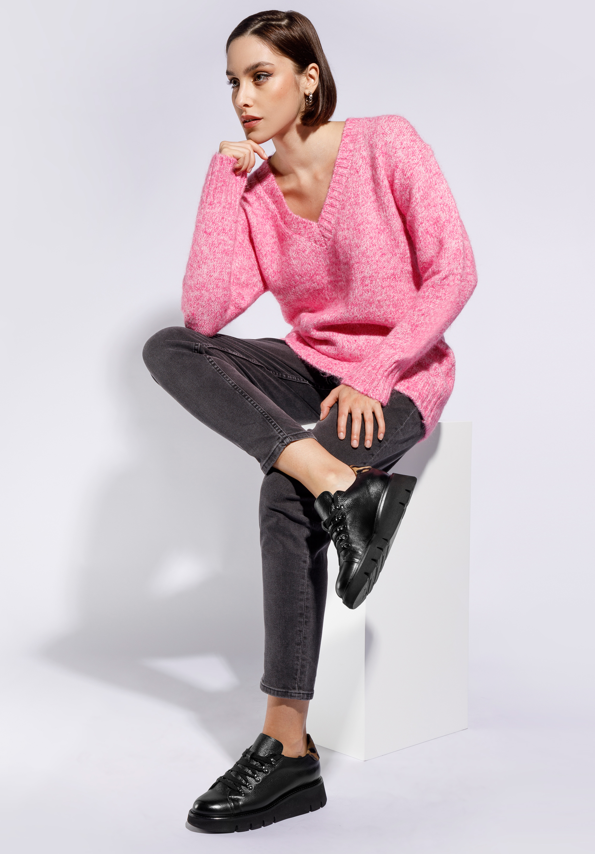 Damskie półbuty skórzane ze wstawką w panterkę