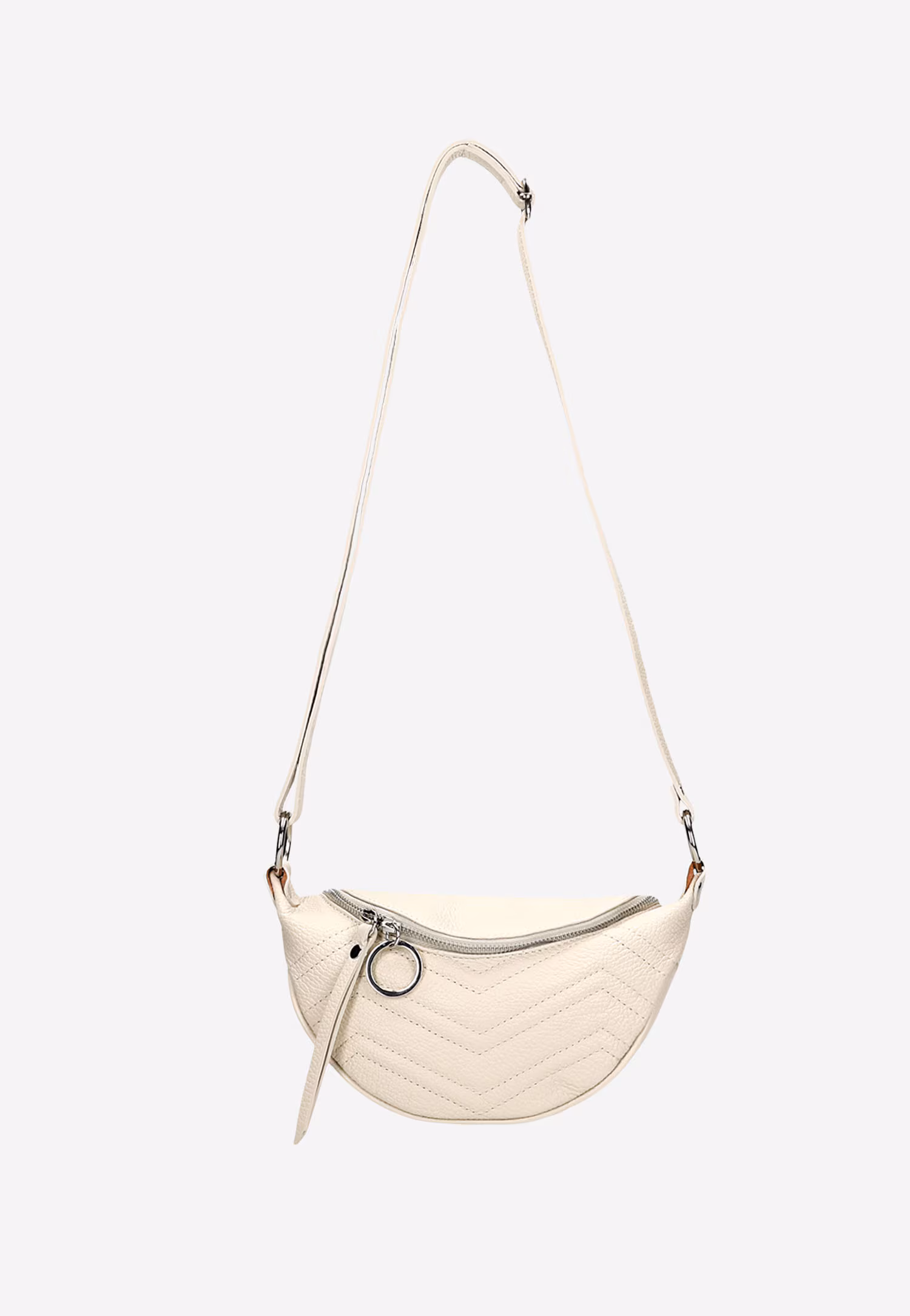 Biała saszetka damska z ozdobnym pikowaniem