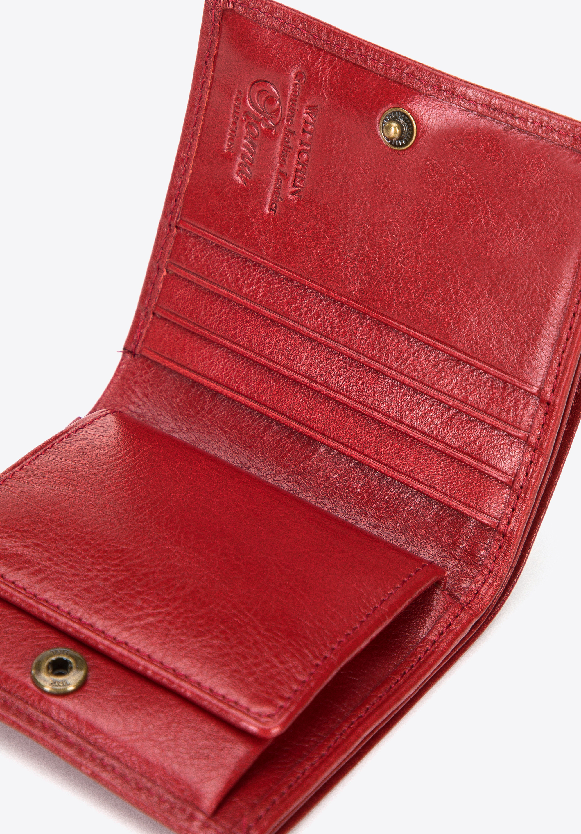 Portfel ze skóry stębnowany mały