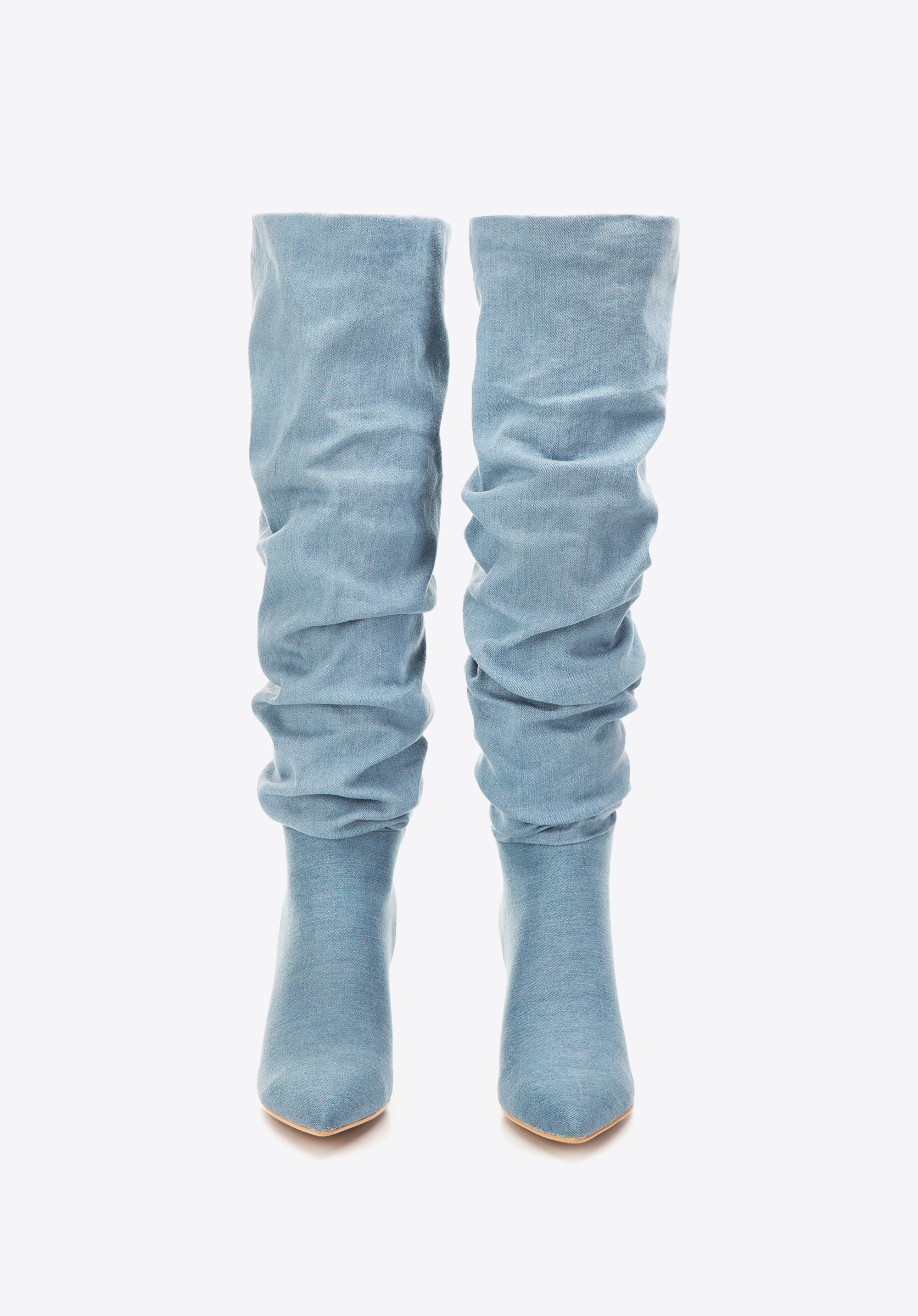 Damskie kozaki dżinsowe na szpilce