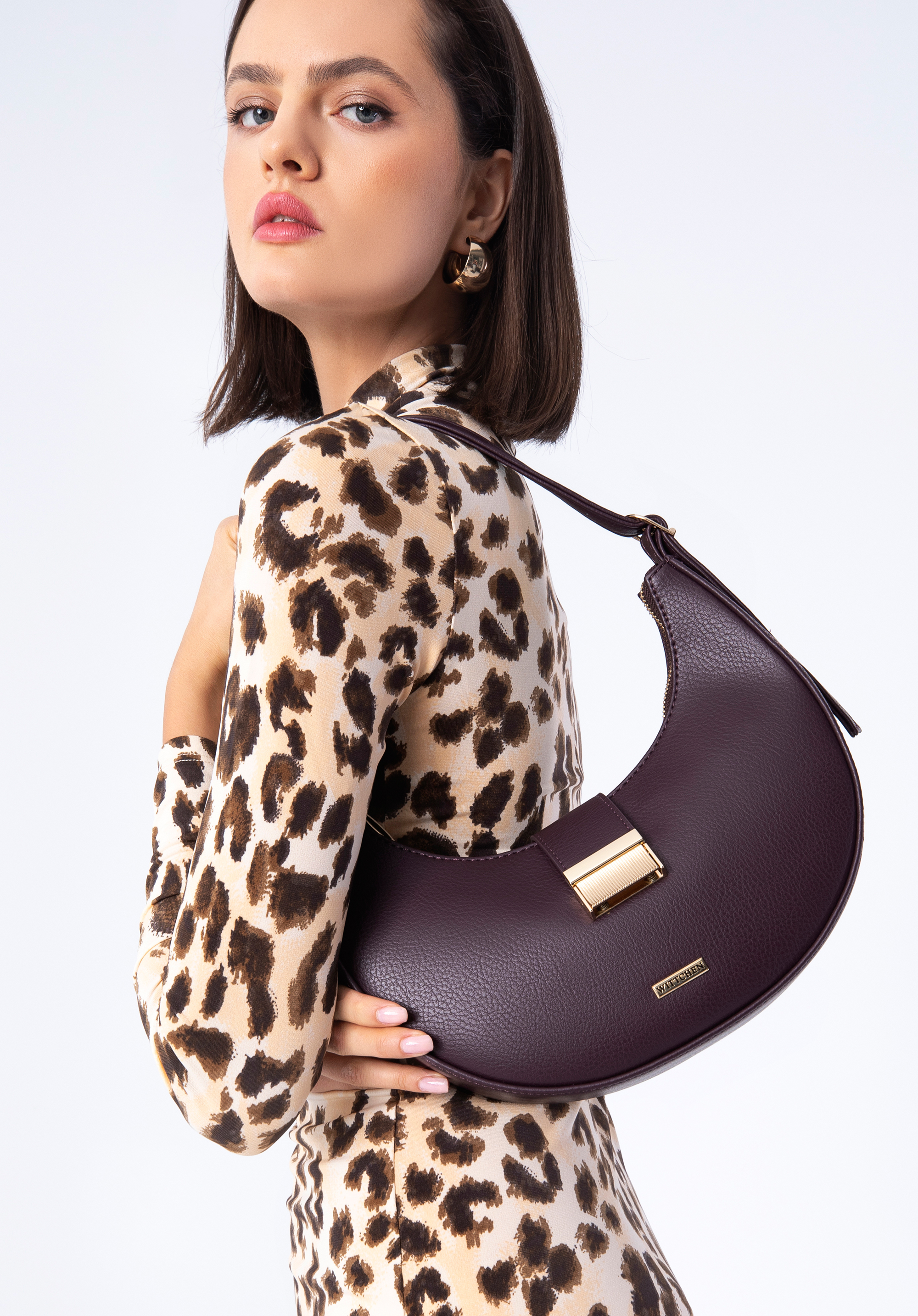 Torebka bagietka z ekoskóry z klamrą