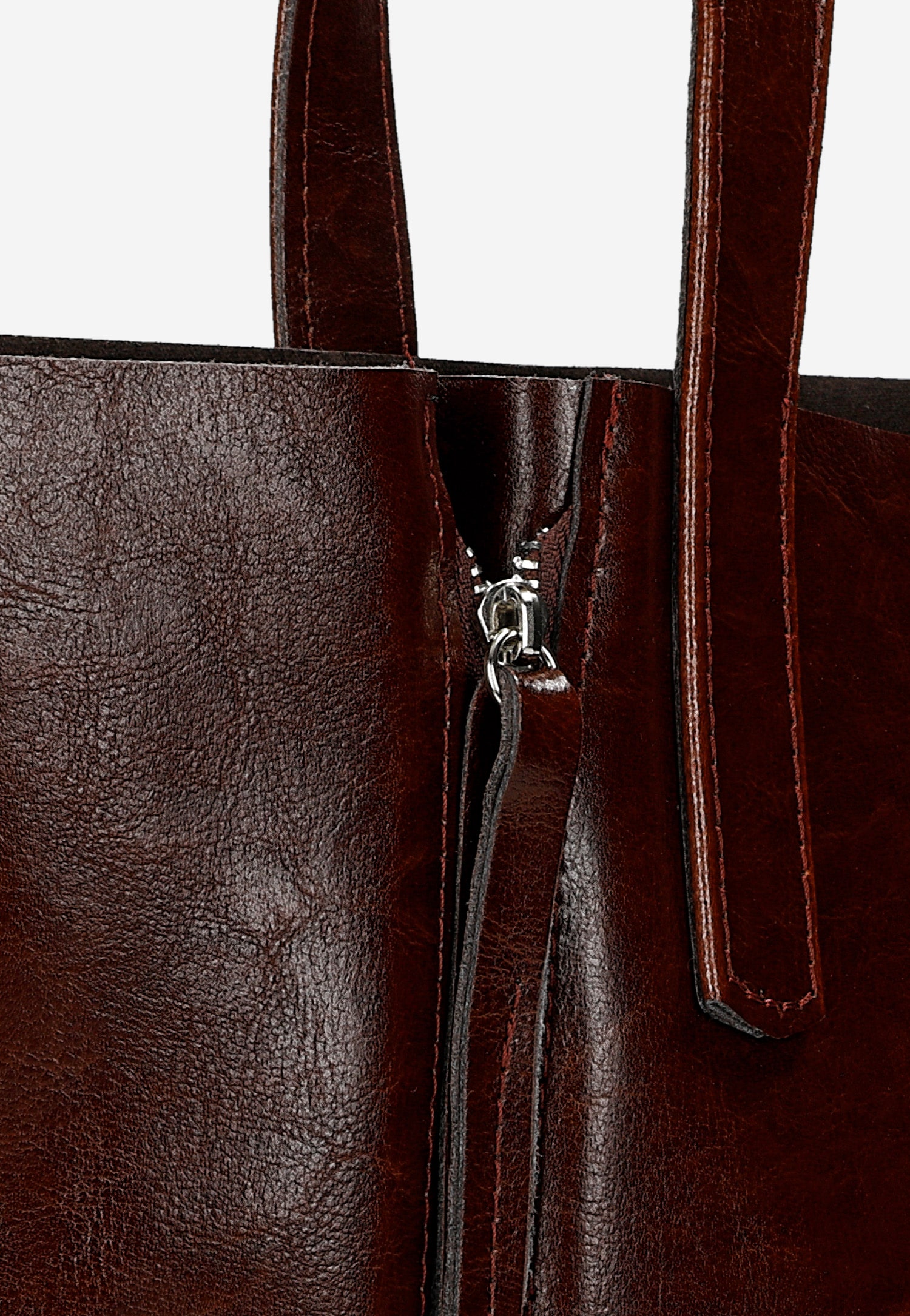 Skórzana bordowa shopperka damska