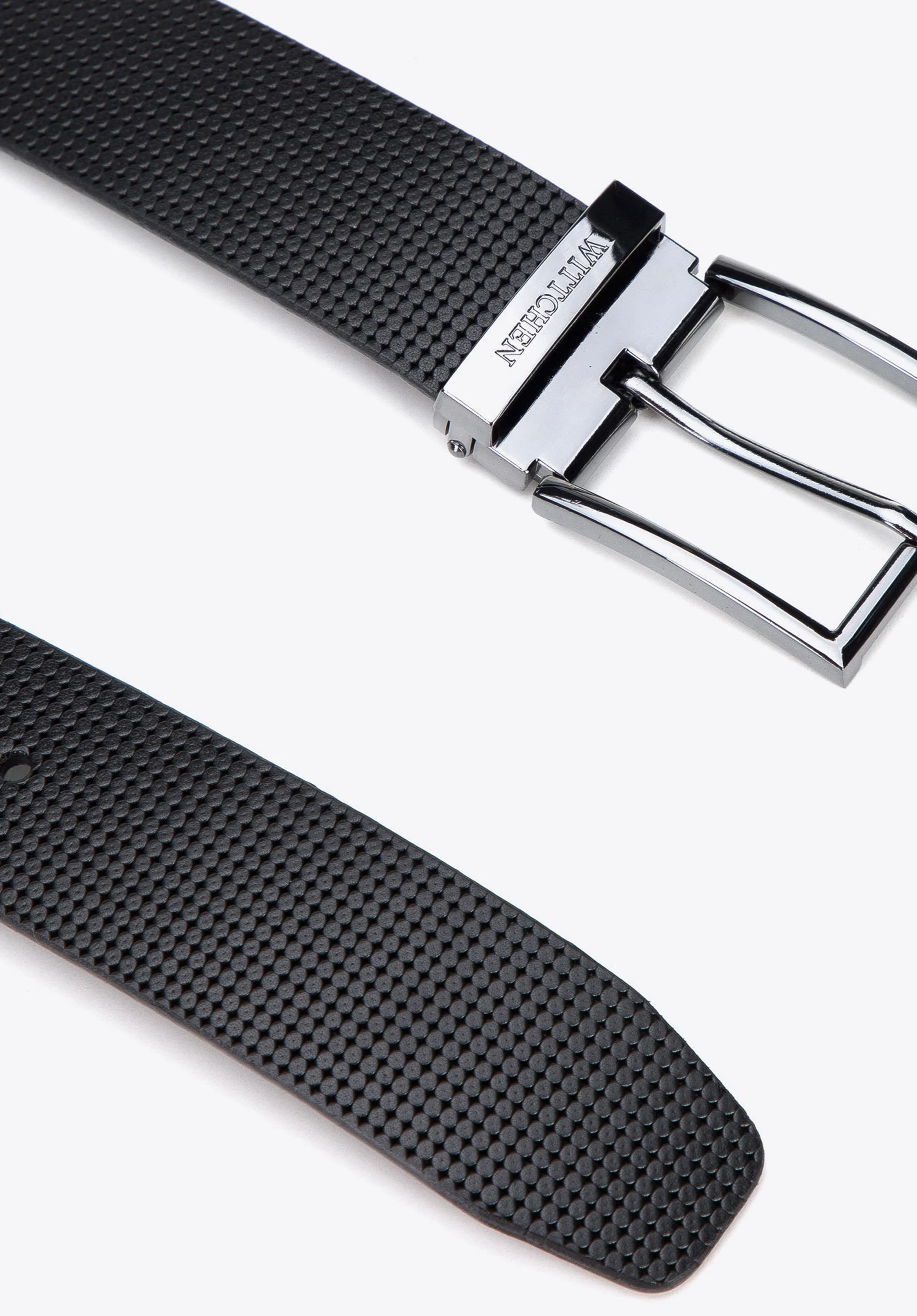 Męski pasek skórzany w drobny wzór