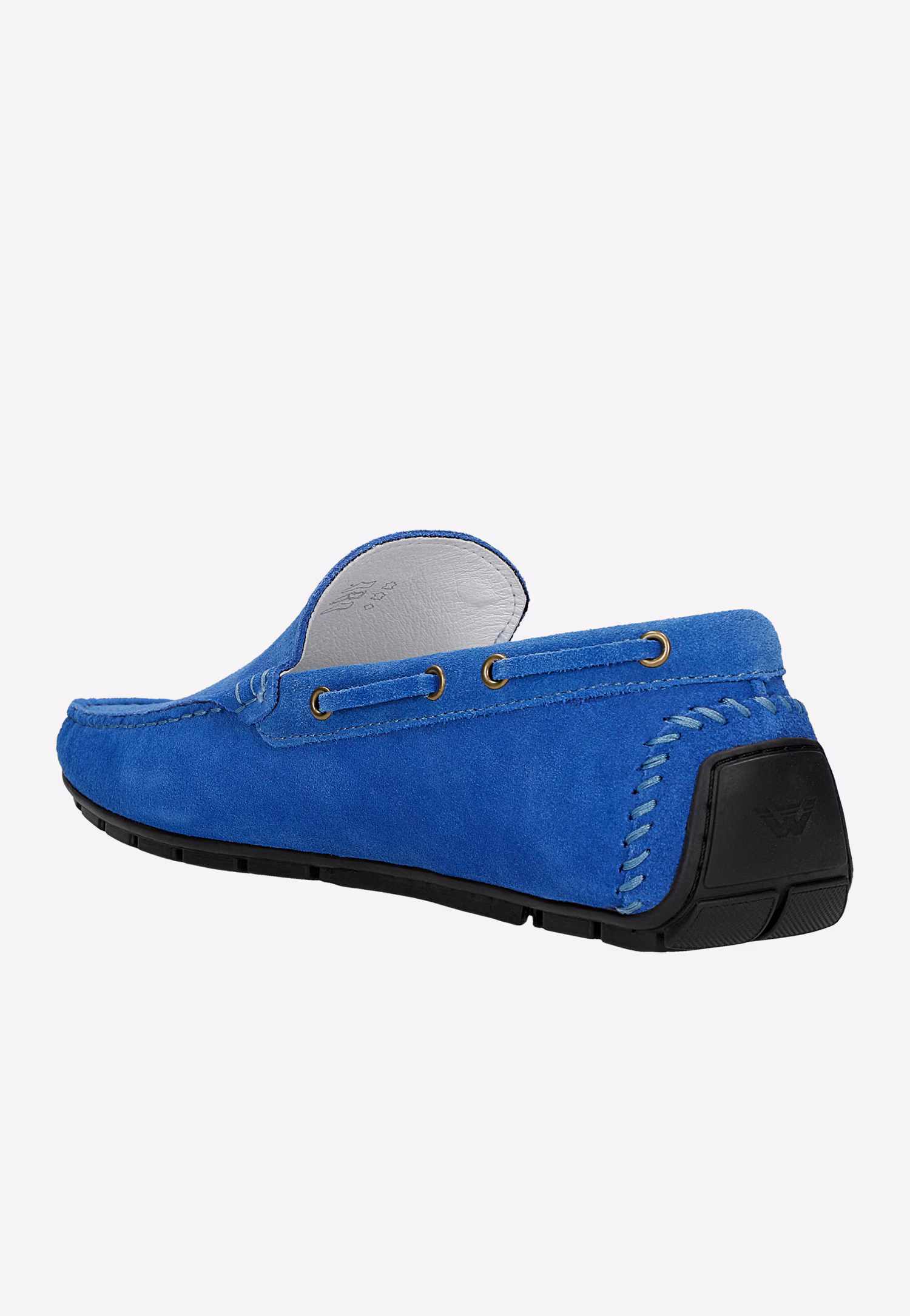 Niebieskie półbuty typu mokasyny z dwoiny welurowej