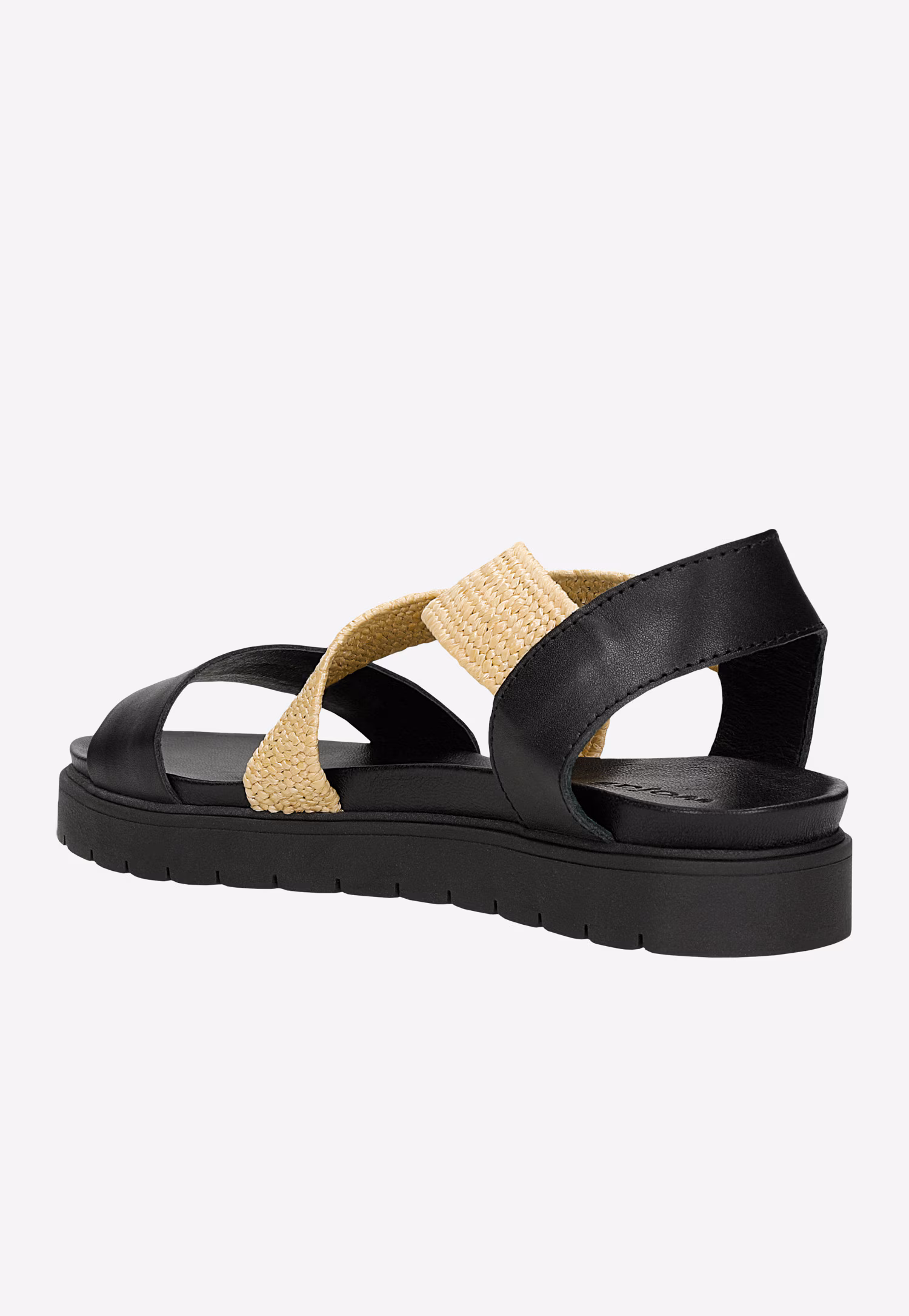 Czarne masywne sandały z elastycznym materiałowym paskiem