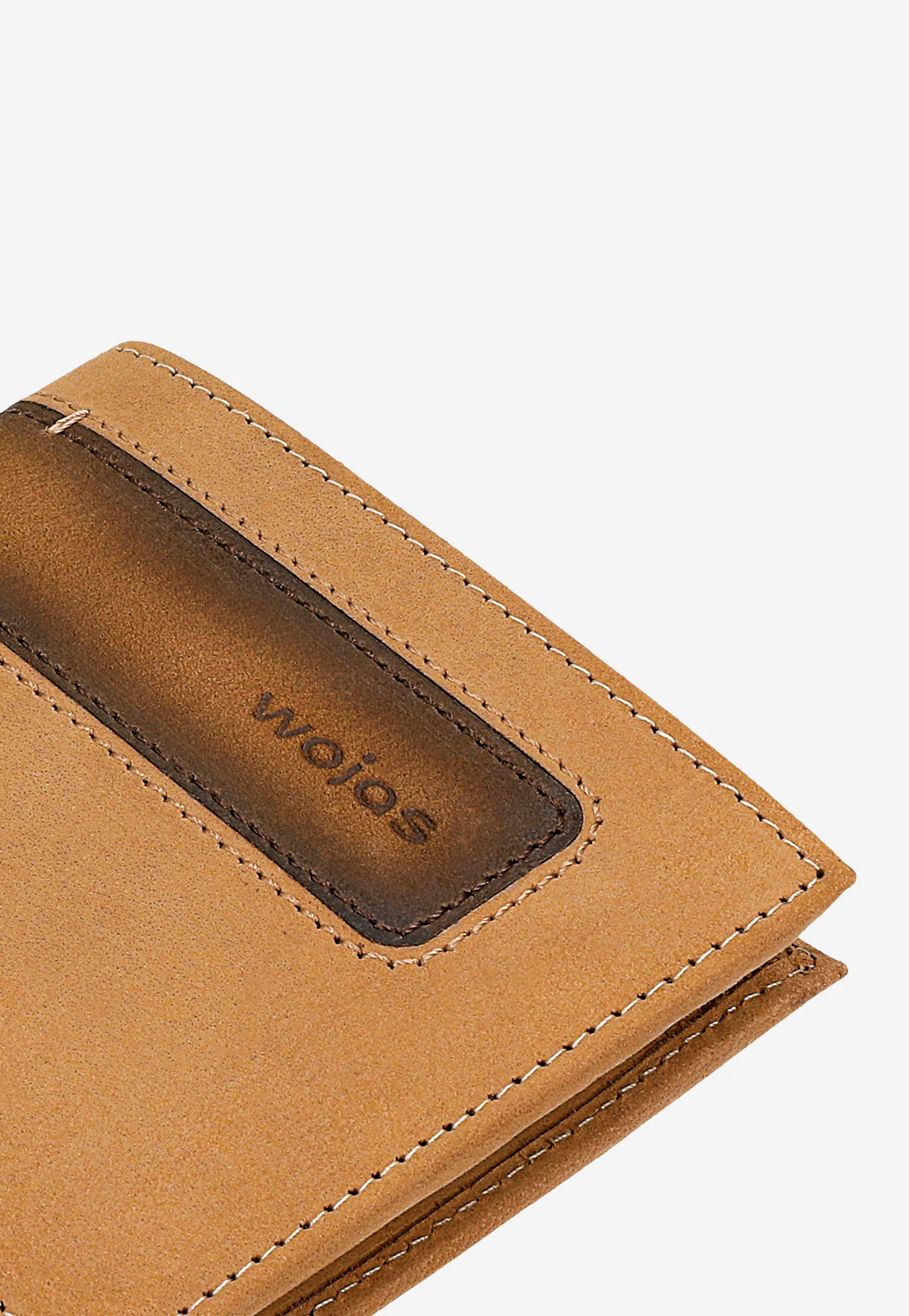 Jasnobrązowy portfel męski z ciemną wstawką