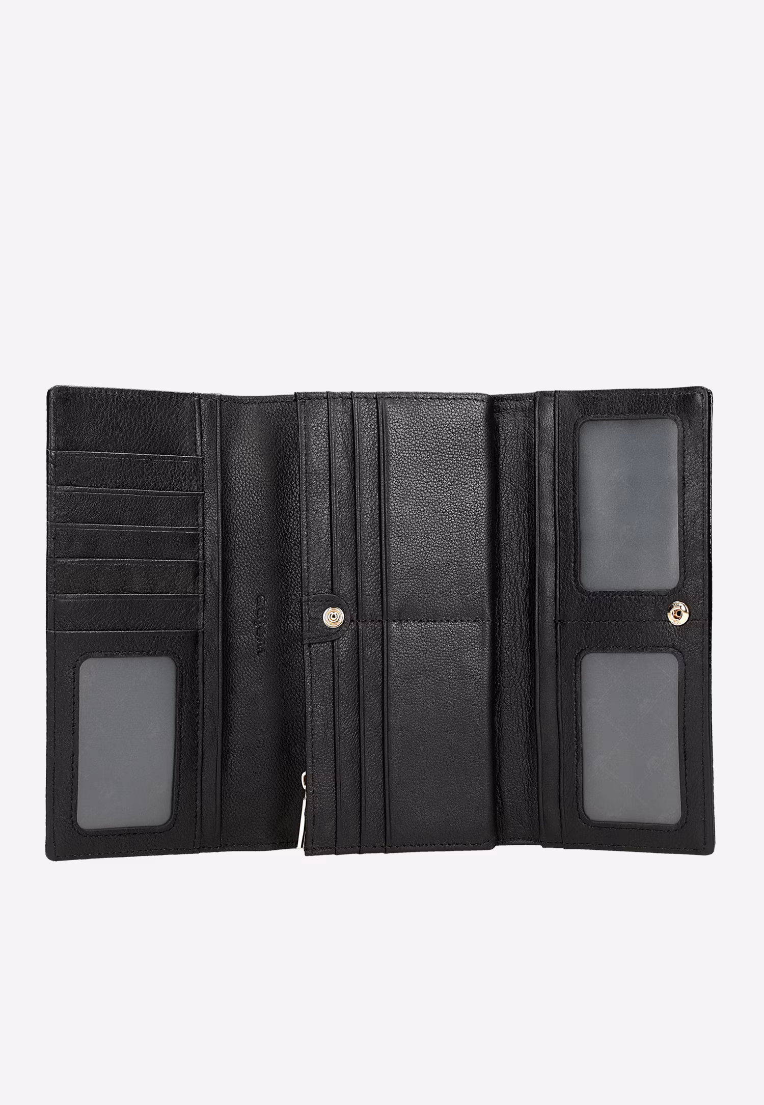 Duży lakierowany portfel damski w kolorze czarnym