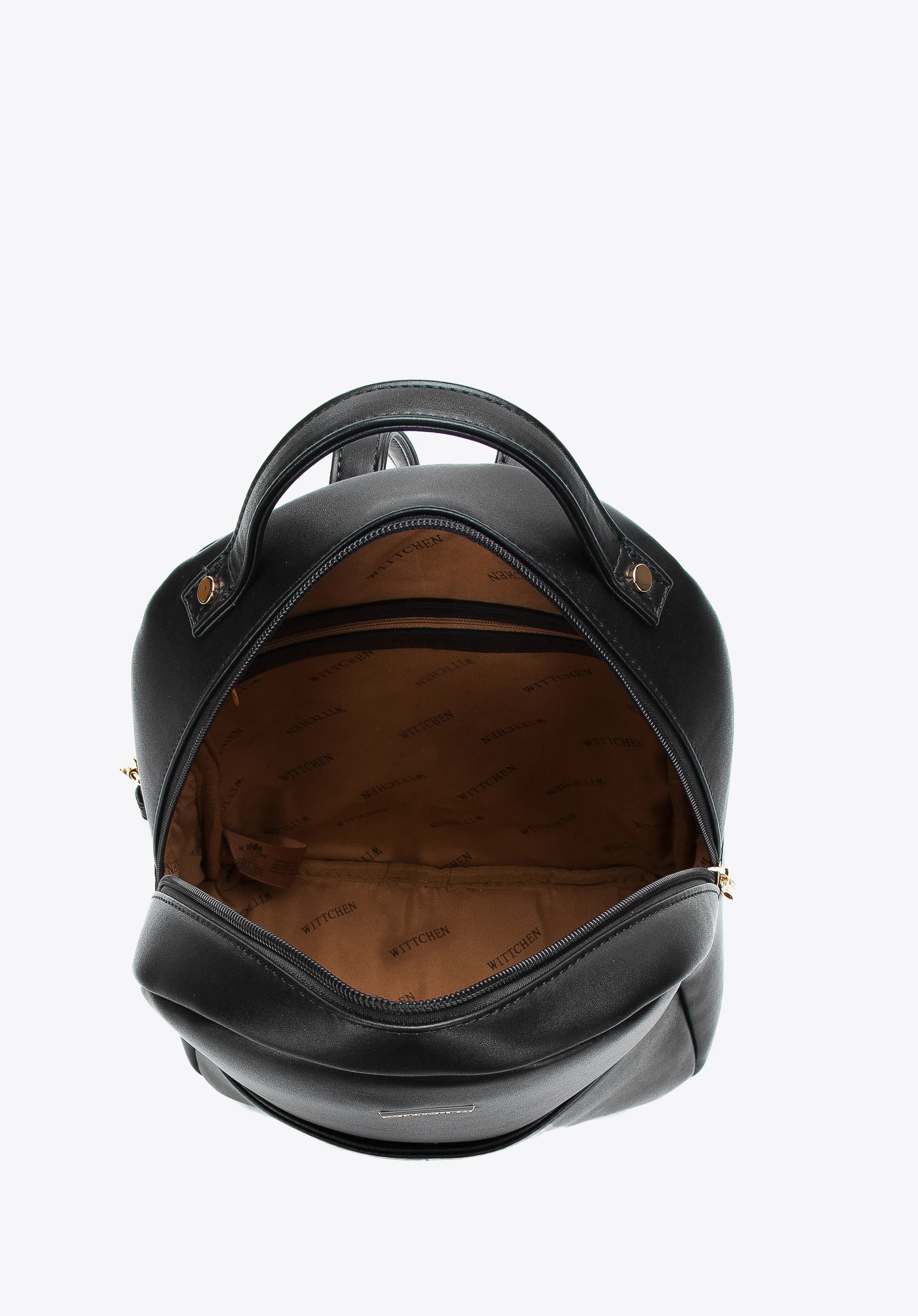 Damski plecak z ekoskóry z obszytą kieszenią z przodu