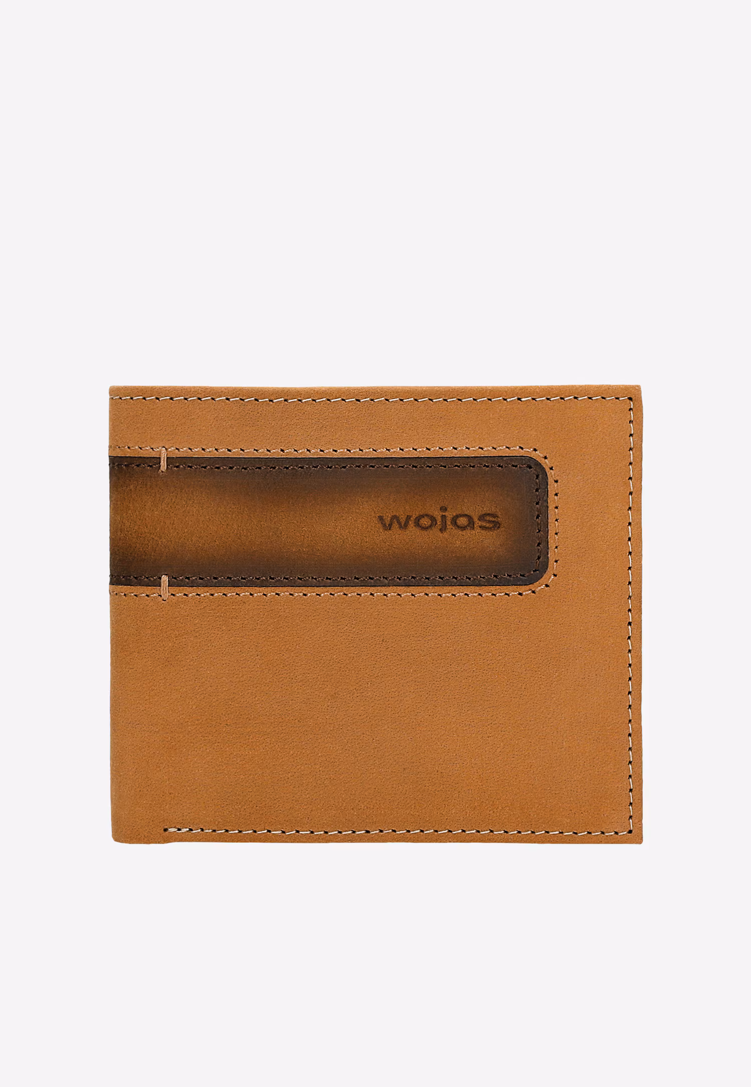 Jasnobrązowy portfel męski z ciemną wstawką