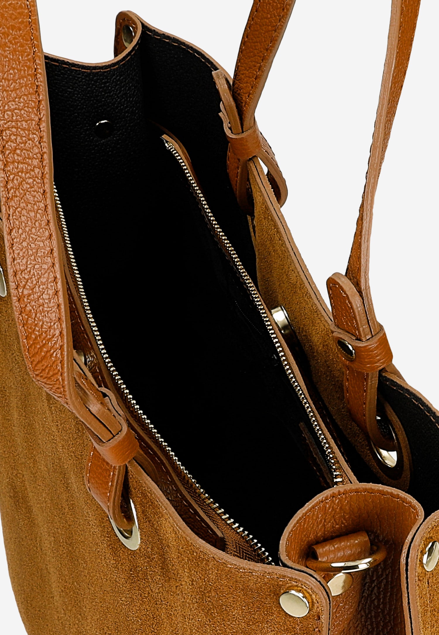 Duża jasnobrązowa torebka damska z dwoiny