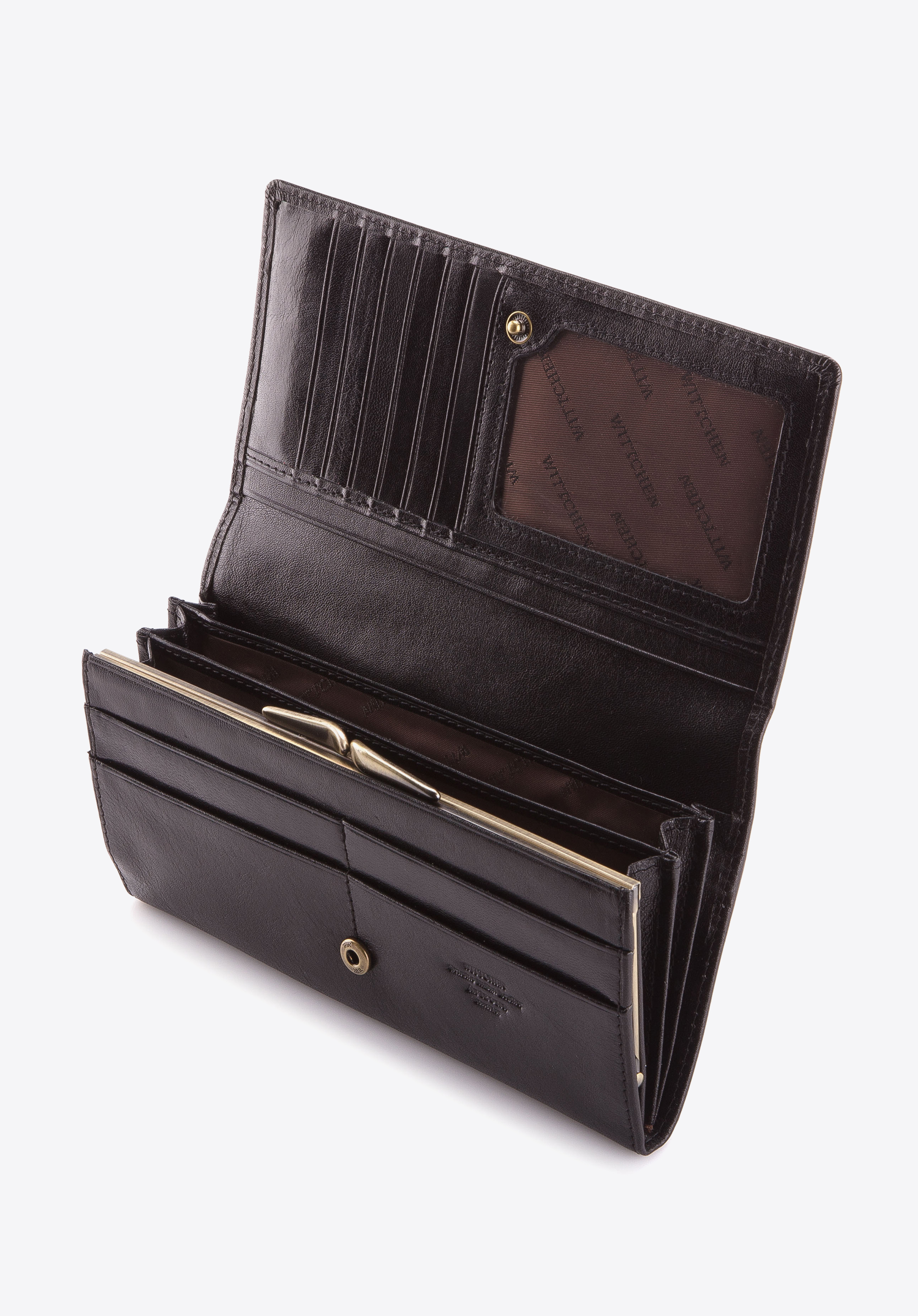 Damski portfel ze skóry z herbem duży