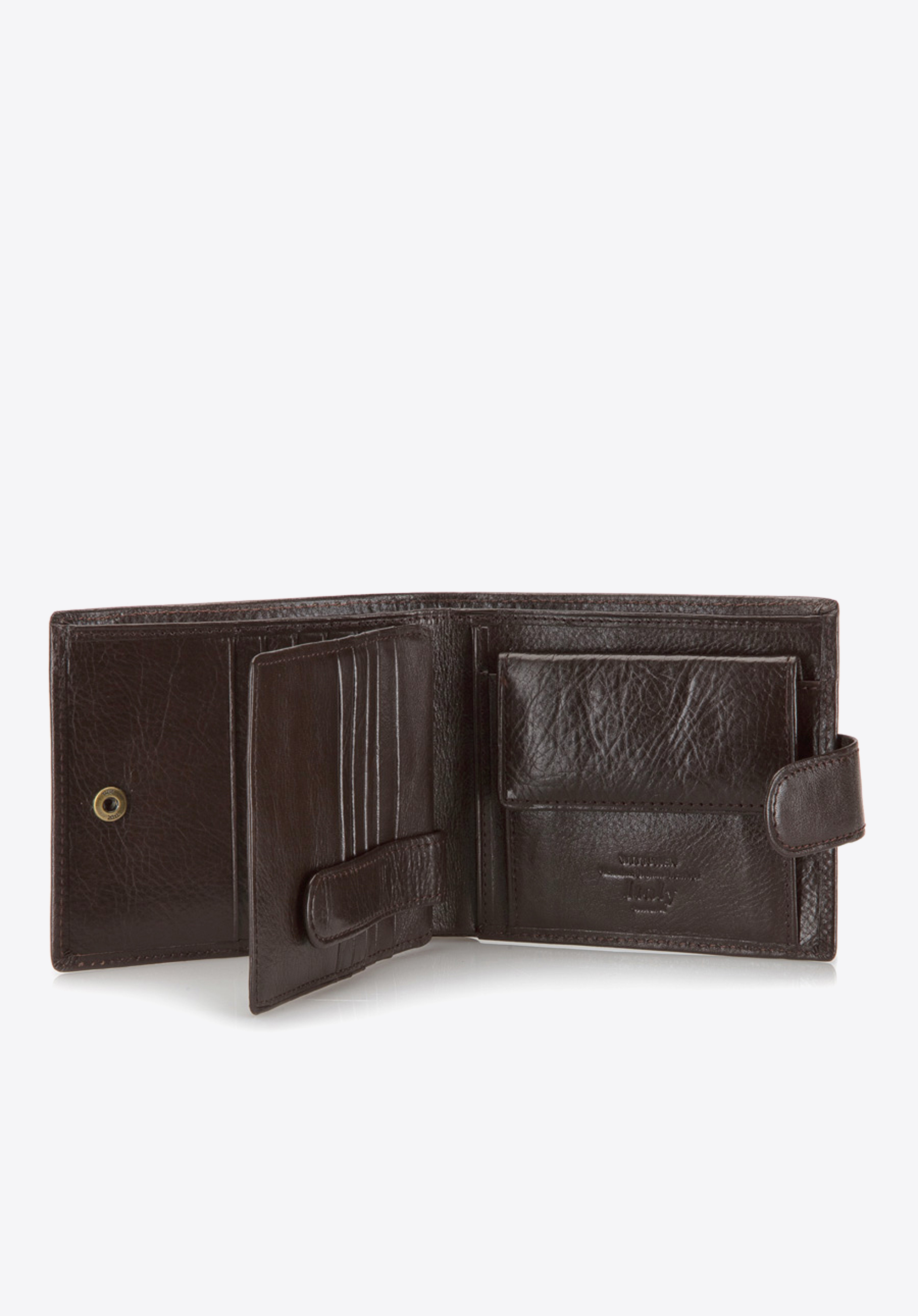 Męski portfel skórzany zapinany na napę