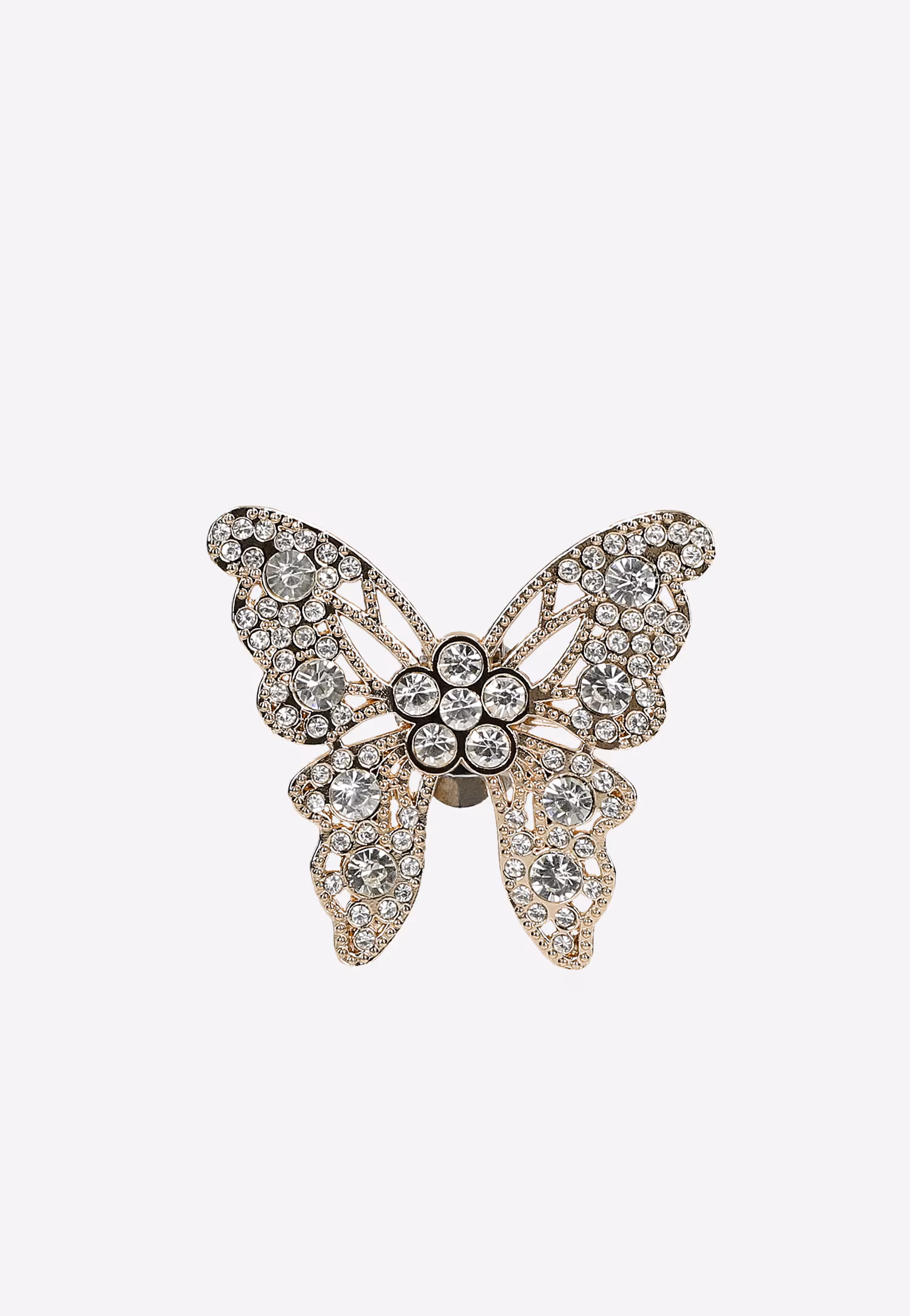 Złoty motyl z kryształkami - ozdoba do butów