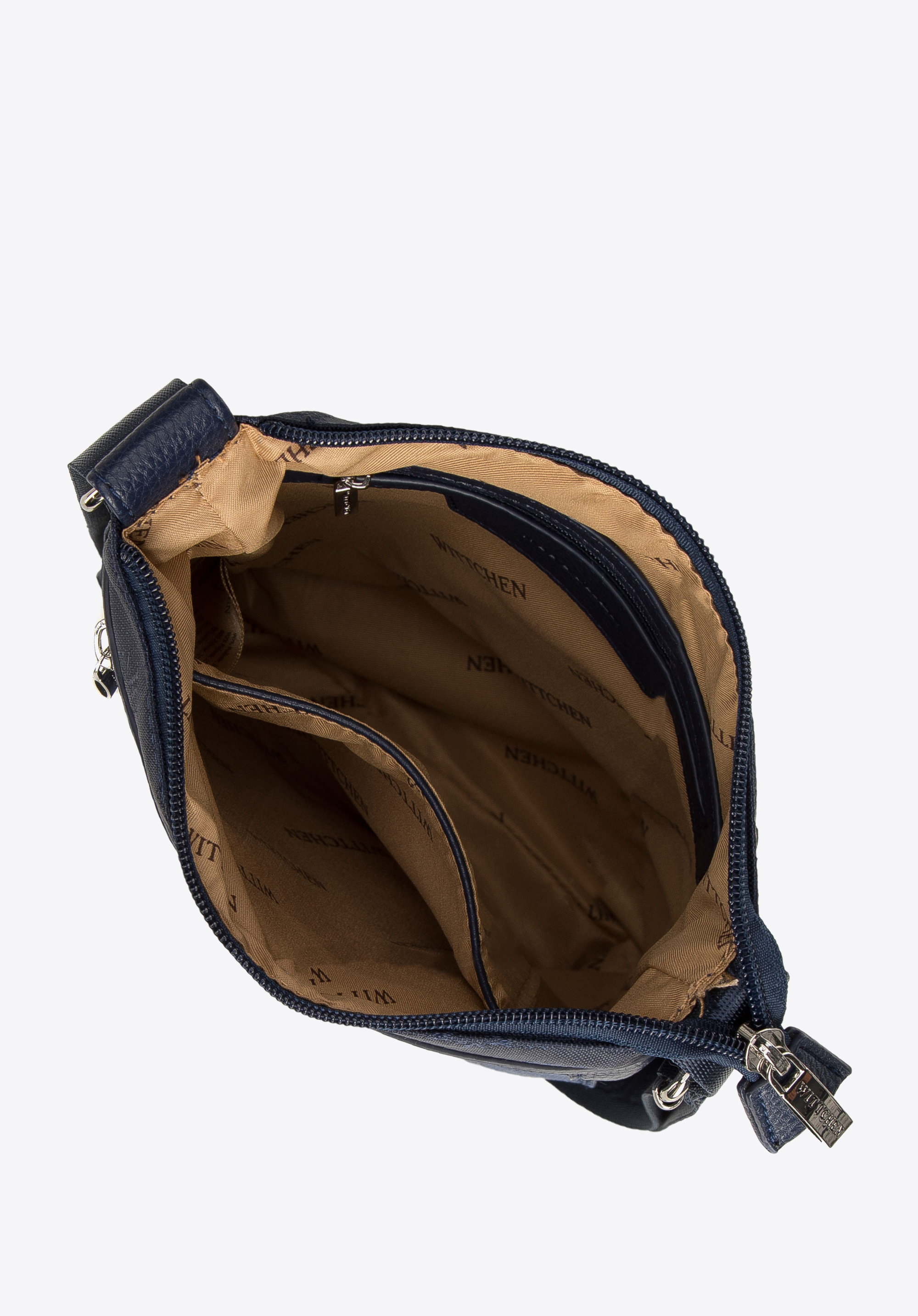 Damska listonoszka z tkaniny w logo z suwakiem