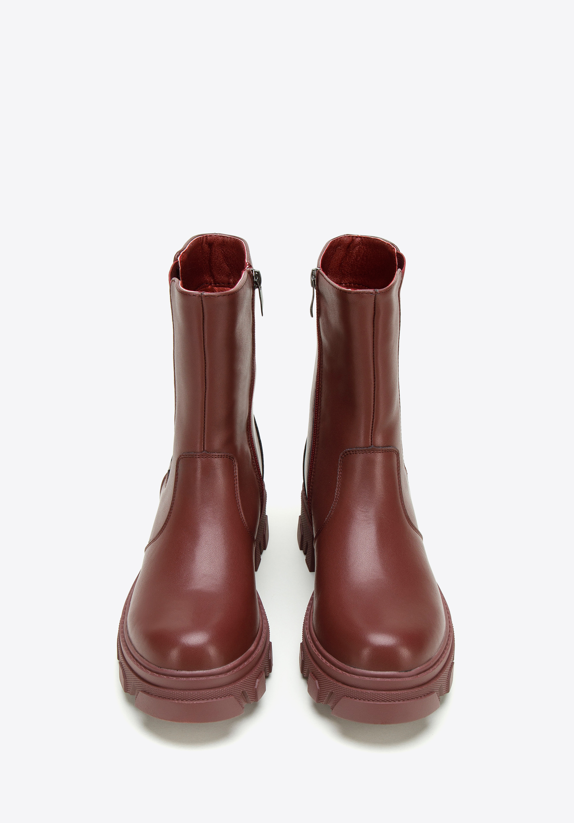 Damskie sztyblety skórzane na platformie