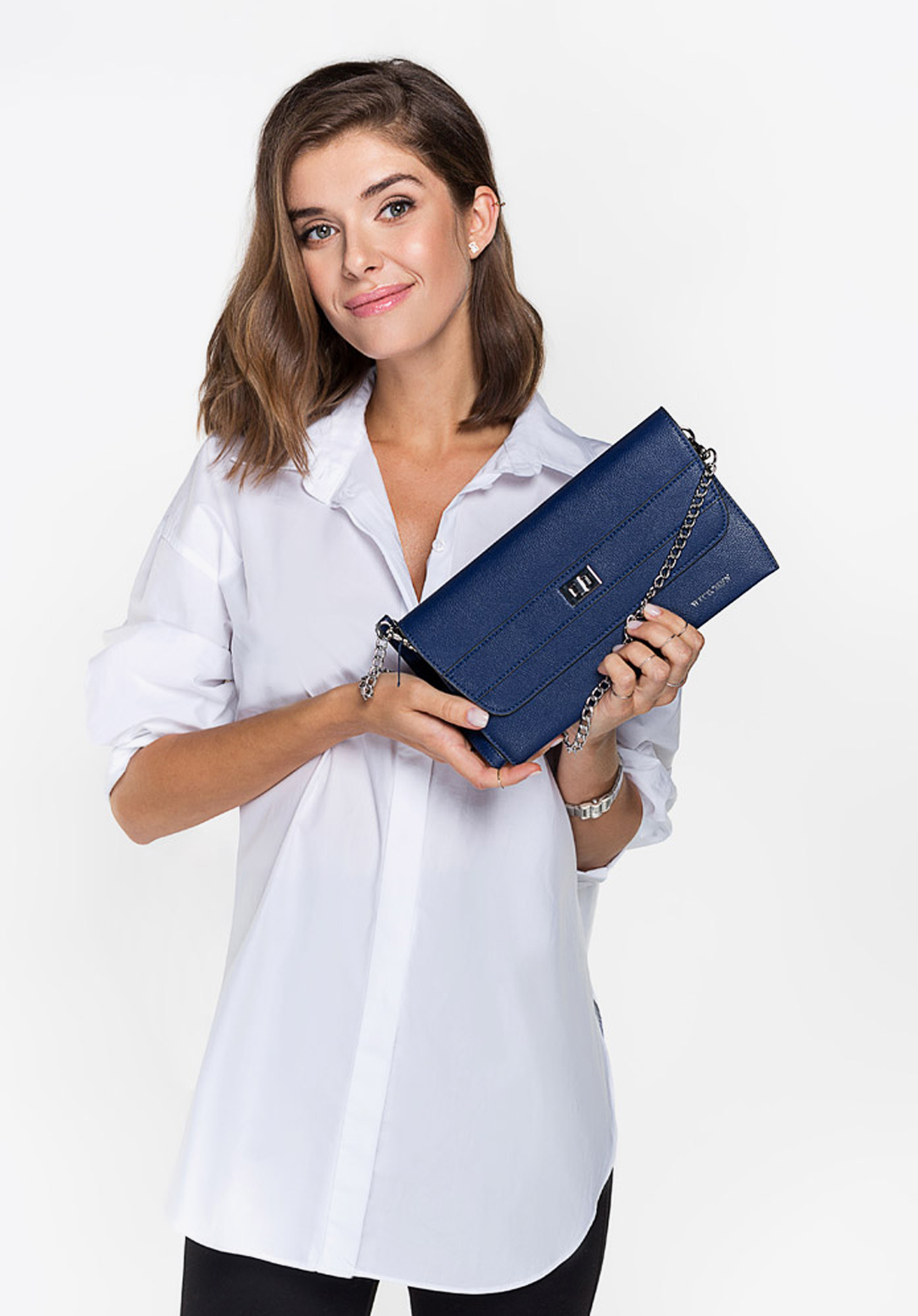 Torebka wieczorowa ze skóry groszkowej