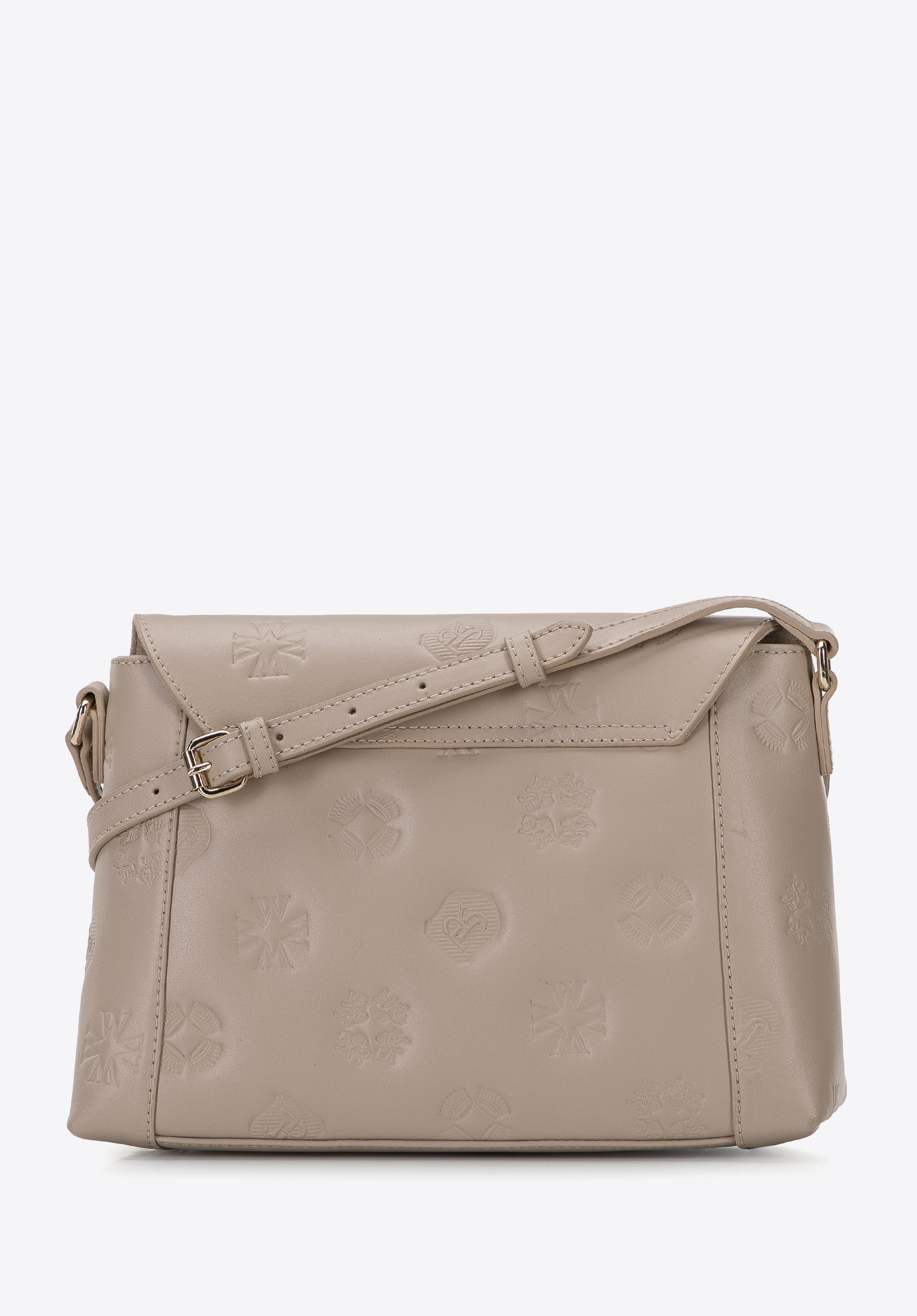 Damska listonoszka skórzana w monogram z pionowymi suwakami