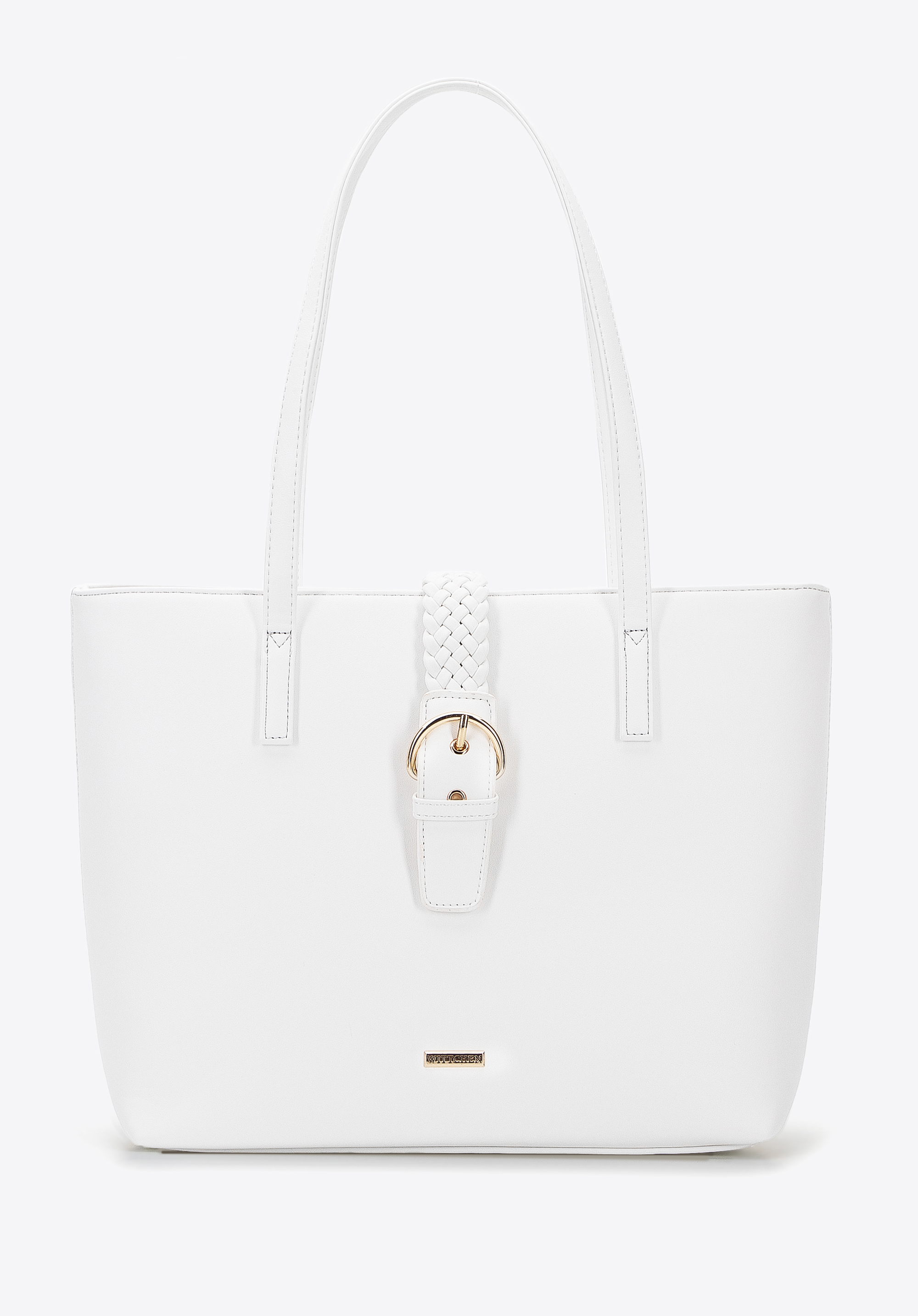 Torebka shopperka z paskiem z plecionki