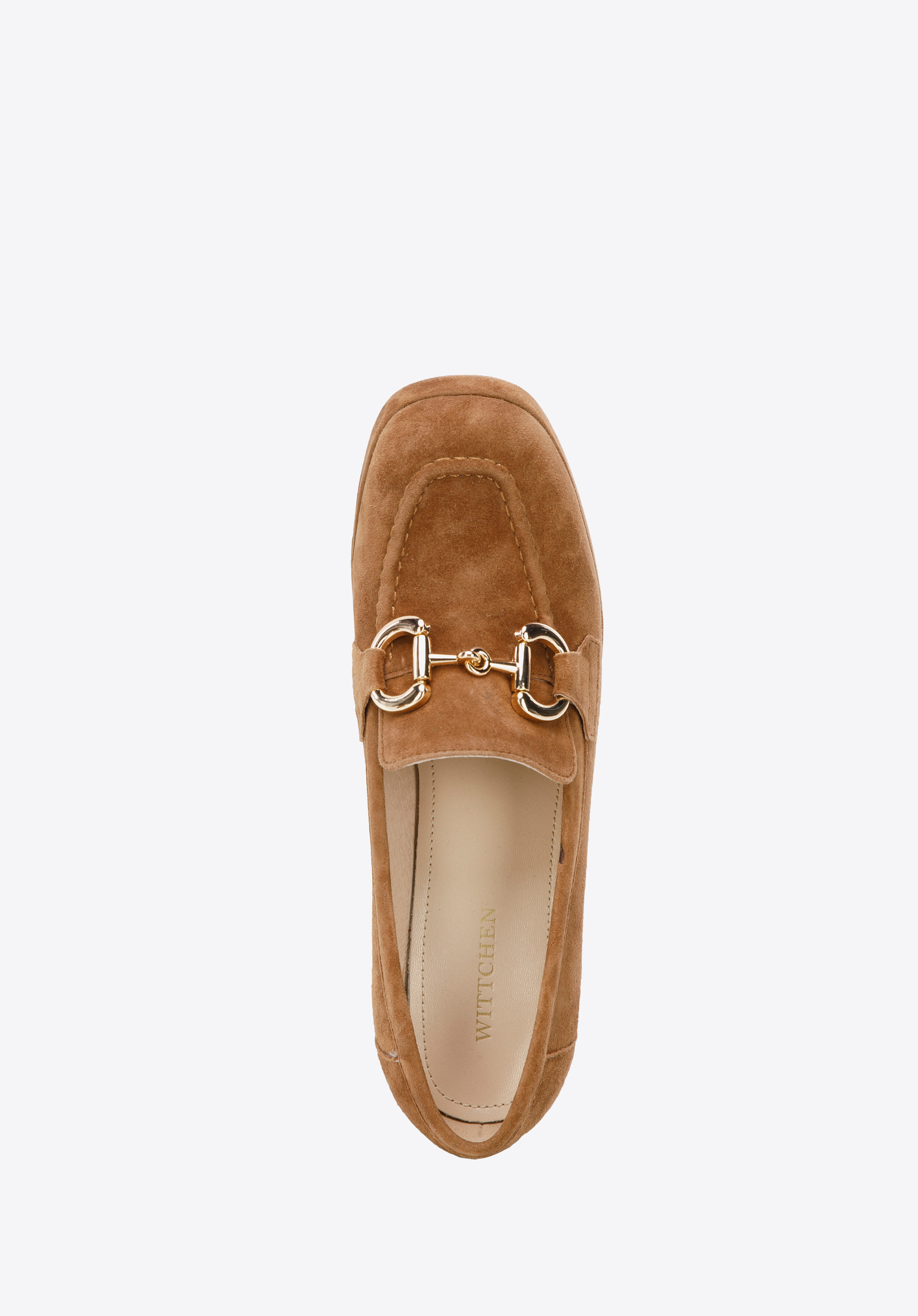 Czółenka zamszowe z klamerką na platformie