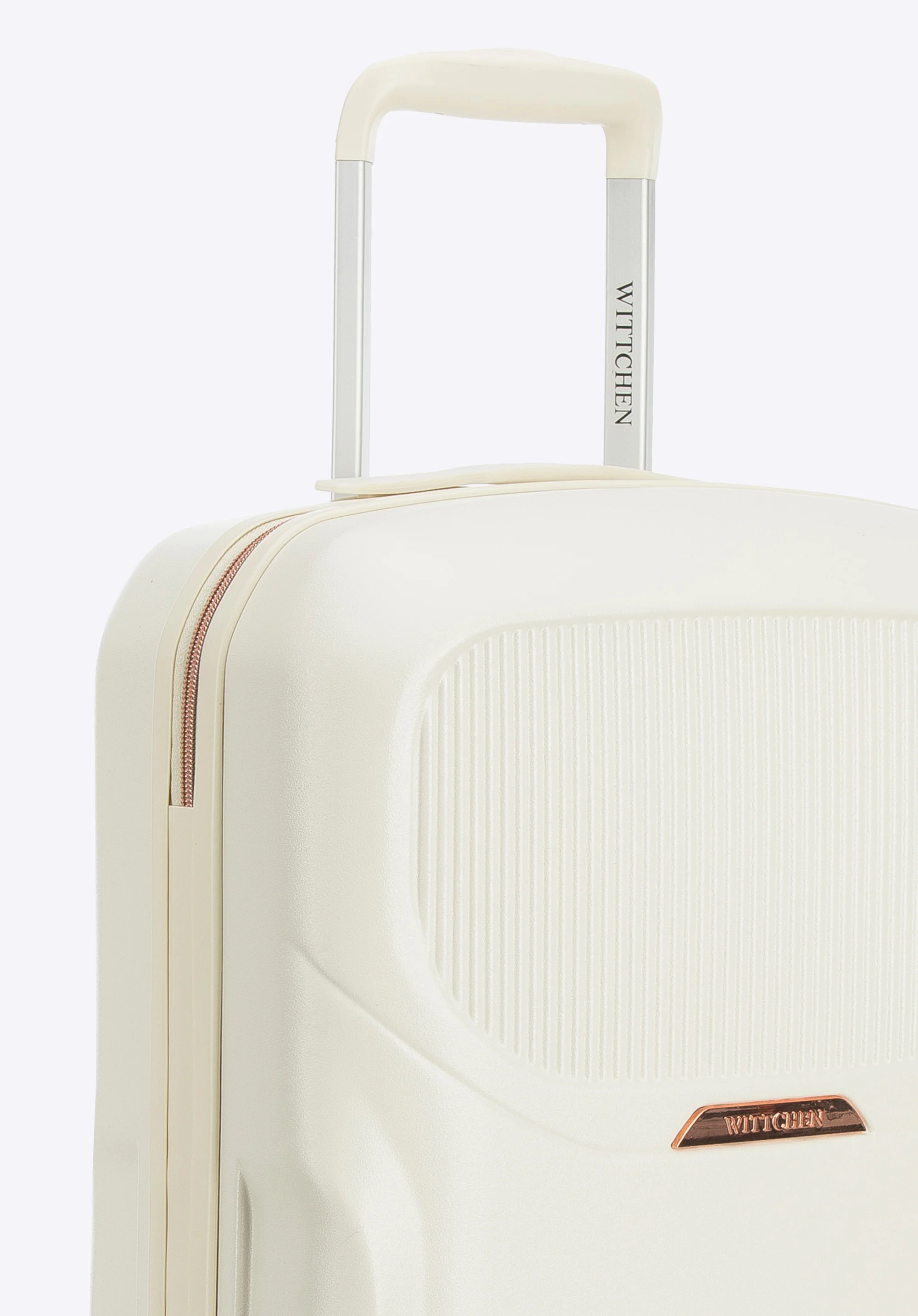 Walizka kabinowa z polikarbonu z suwakiem w kolorze różowego złota