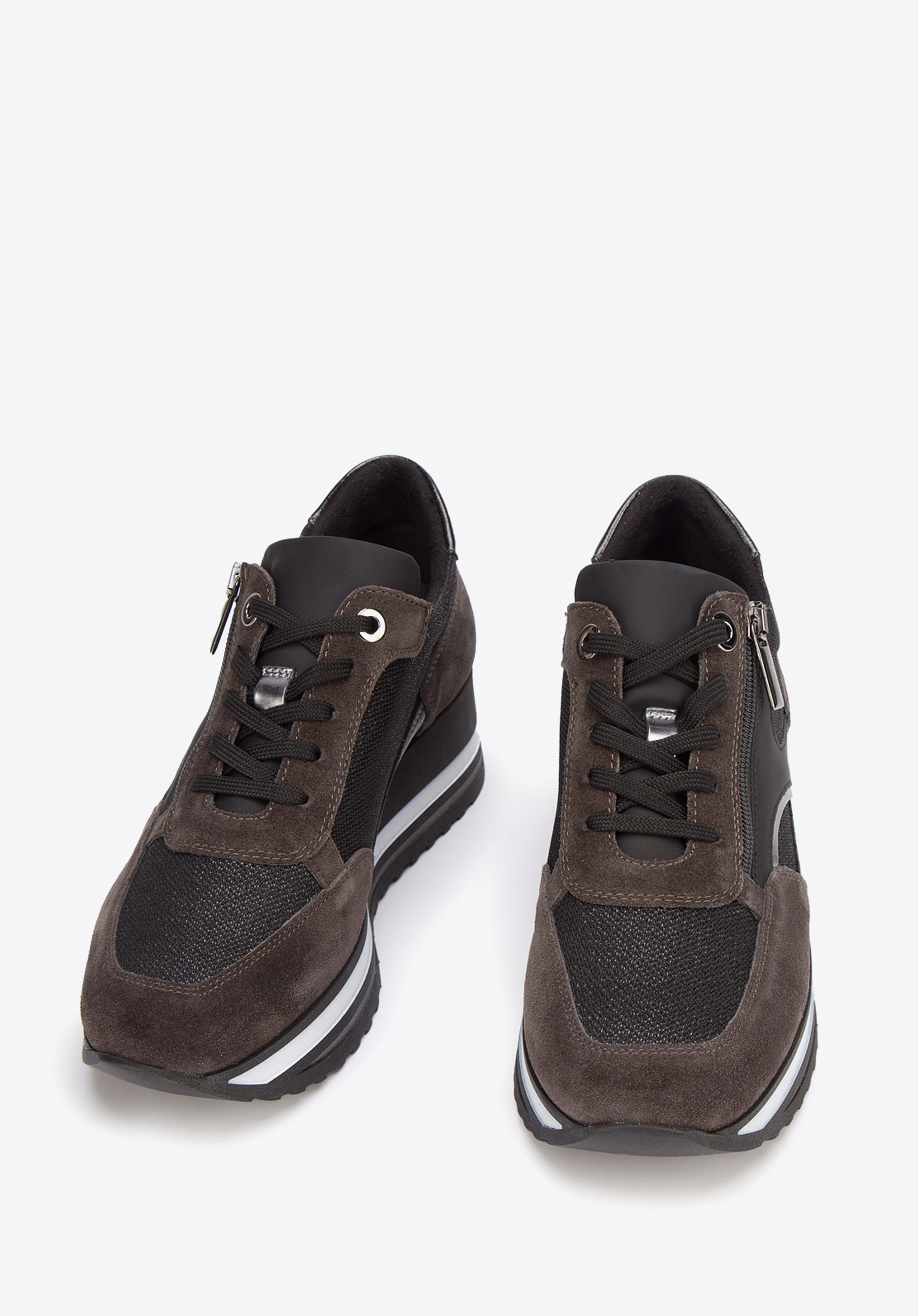 Damskie sneakersy zamszowe z suwakiem