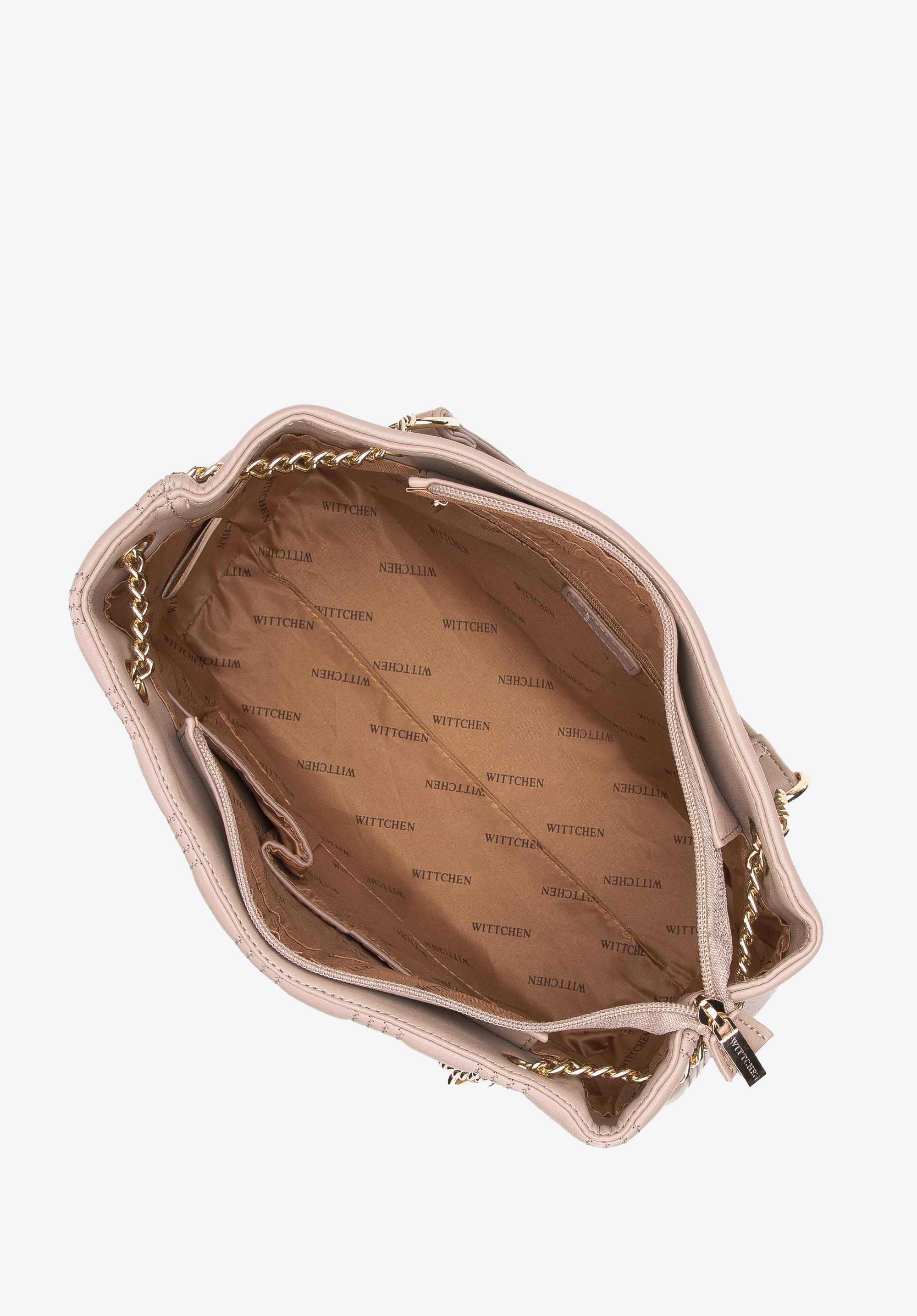 Torebka shopperka z pikowanej ekoskóry z łańcuszkiem średnia