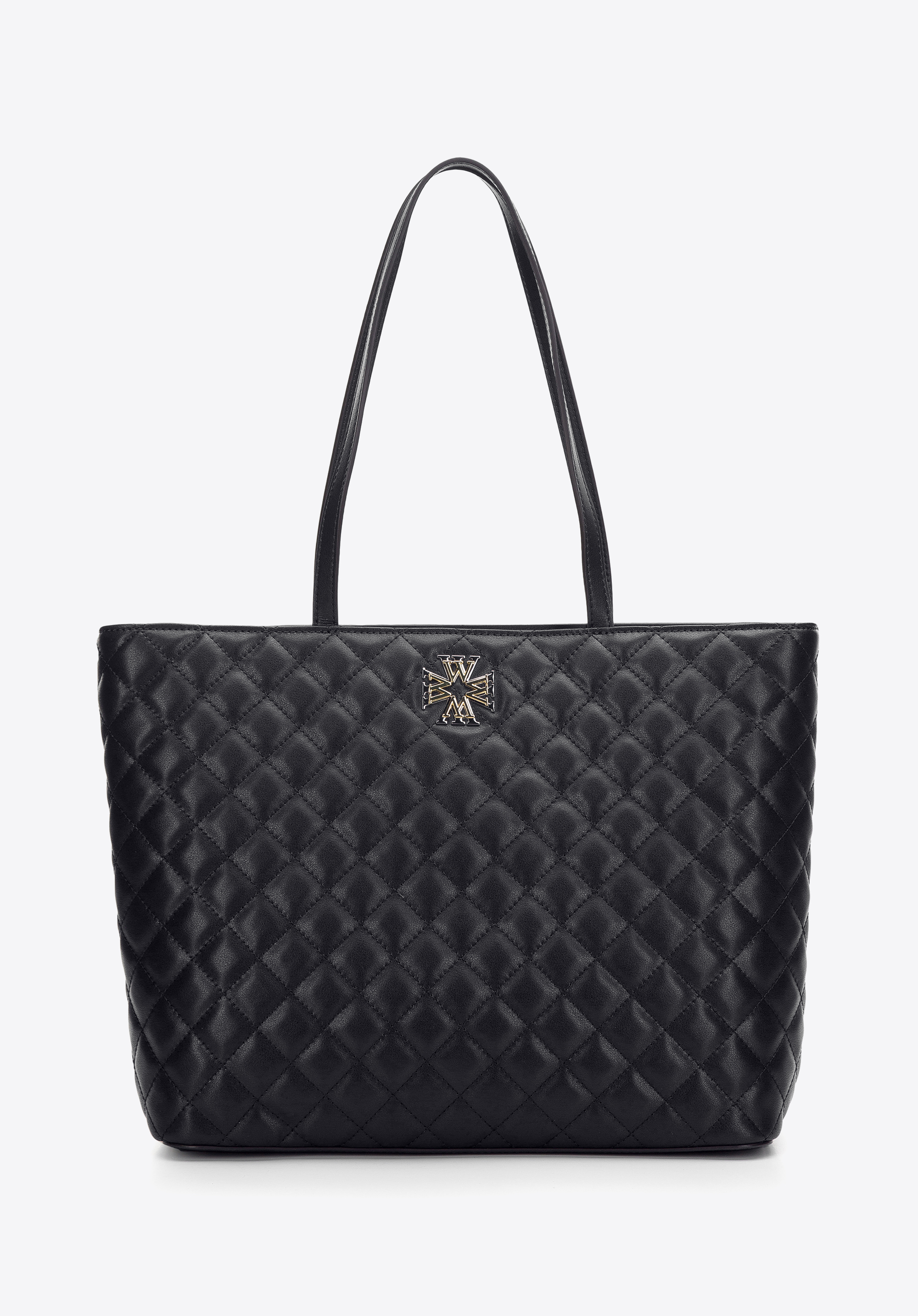 Torebka shopperka skórzana z ozdobnym monogramem