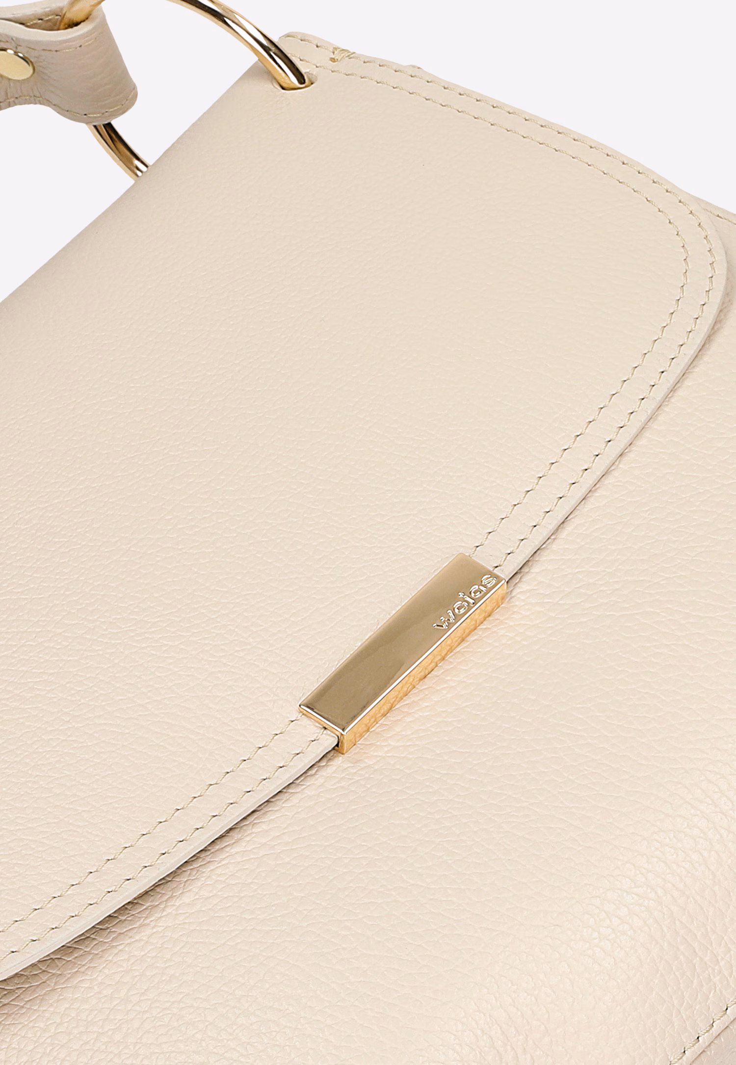 Jasnobeżowa skórzana torebka damska