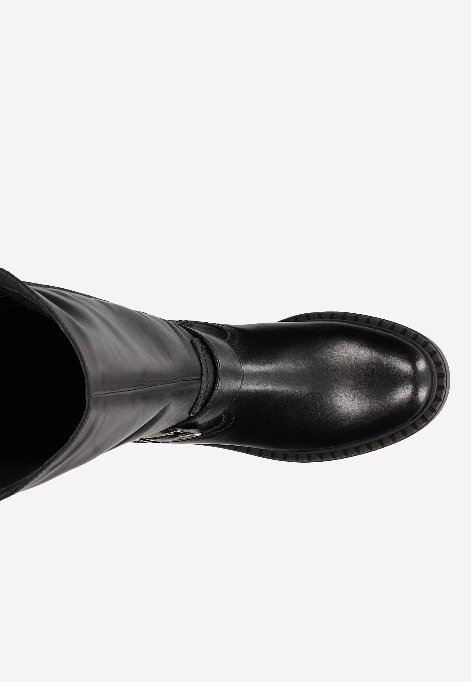 Czarne skórzane bikery damskie z klamrami