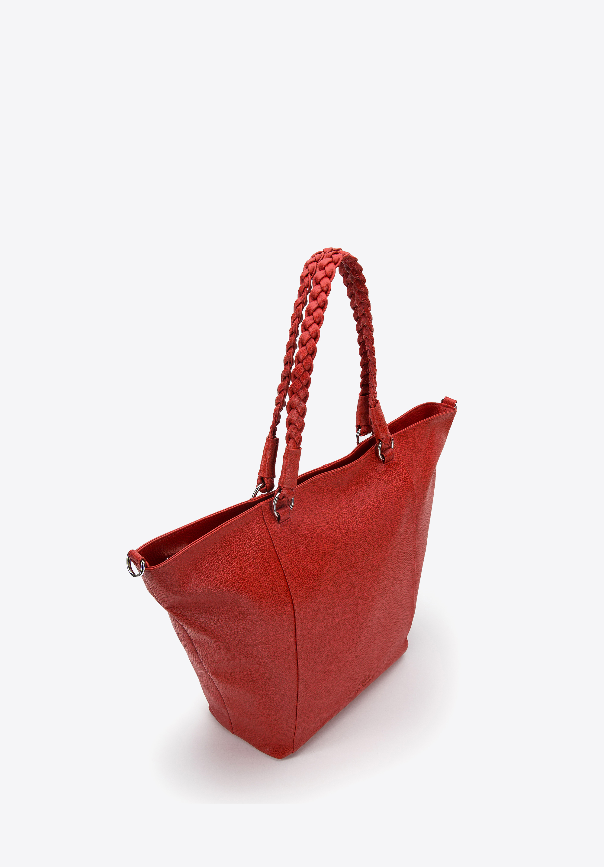 Torebka kuferek skórzana z plecionymi uchami