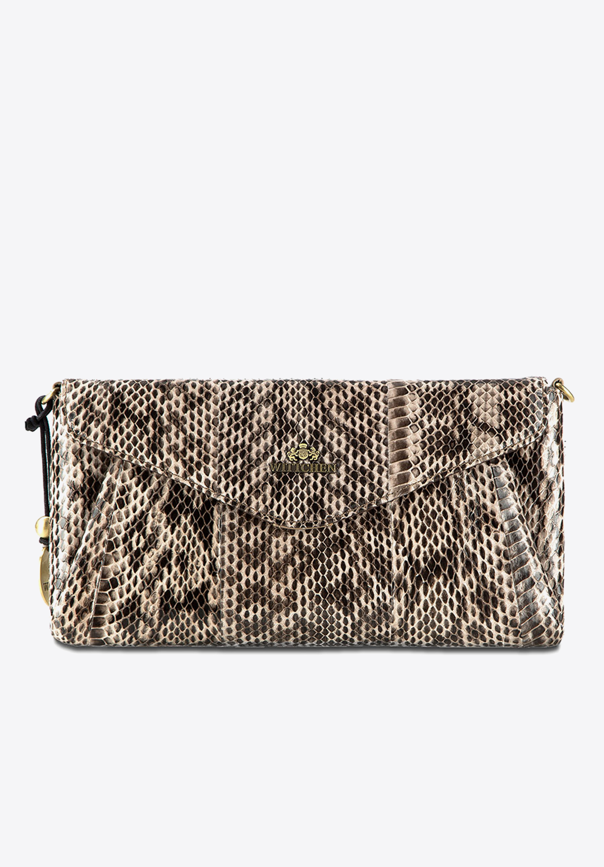 Kopertówka skórzana we wzór węża  z suwakiem