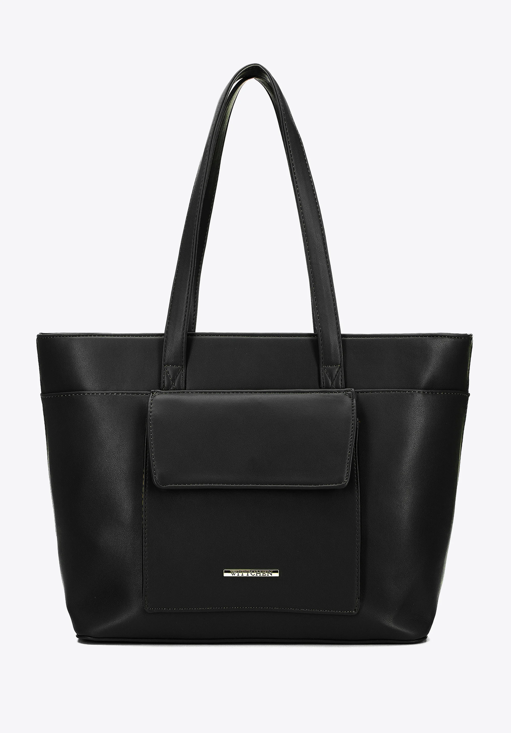 Torebka shopperka z ekoskóry z kieszenią z przodu