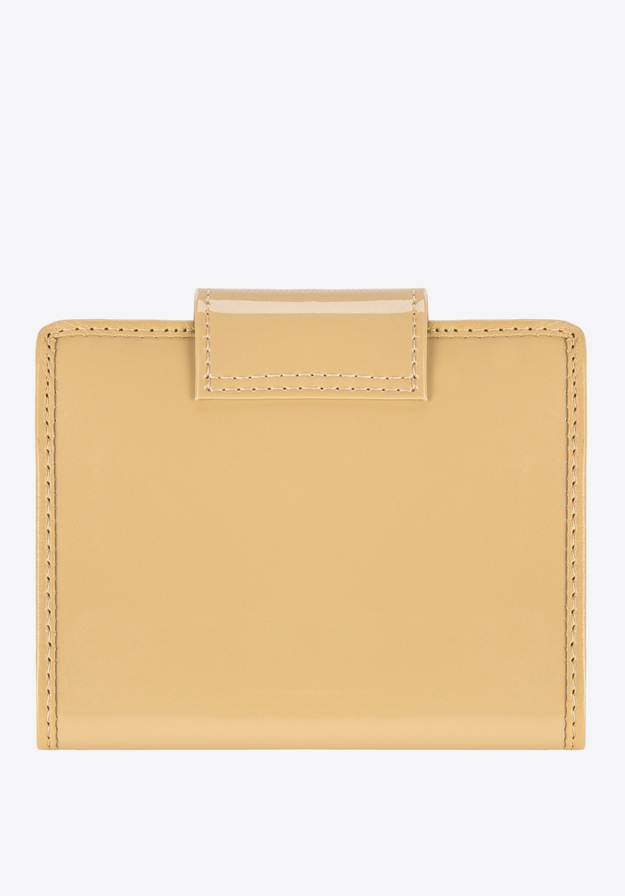 Damski portfel ze skóry lakierowany z ozdobną napą