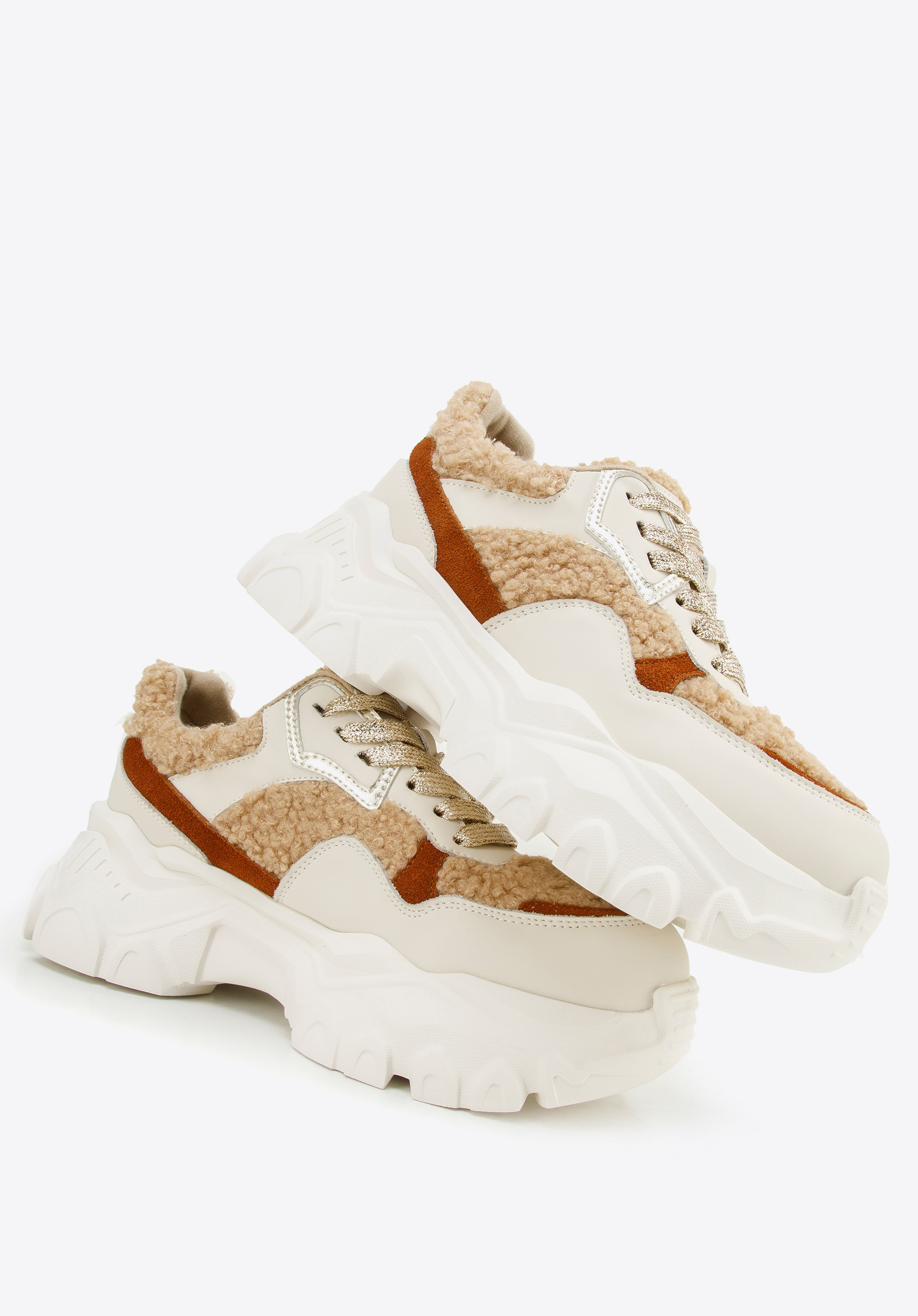 Damskie sneakersy ze sztucznym futrem