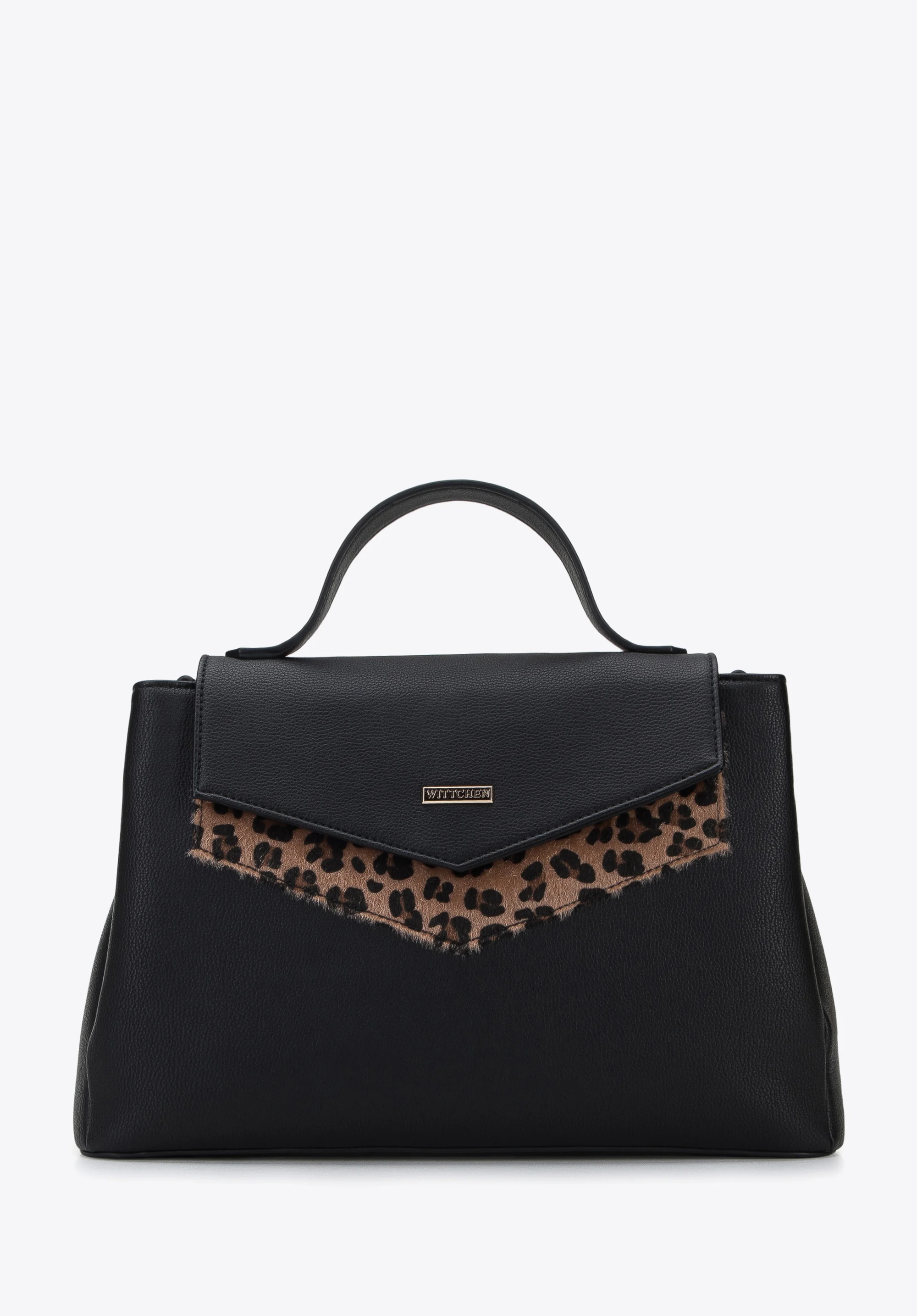 Torebka kuferek z ozdobną wstawką w zwierzęcy wzór