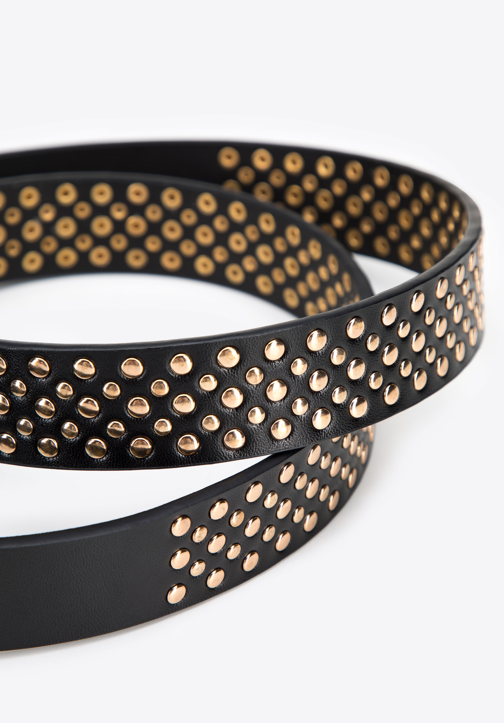 Damski pasek skórzany nitowany