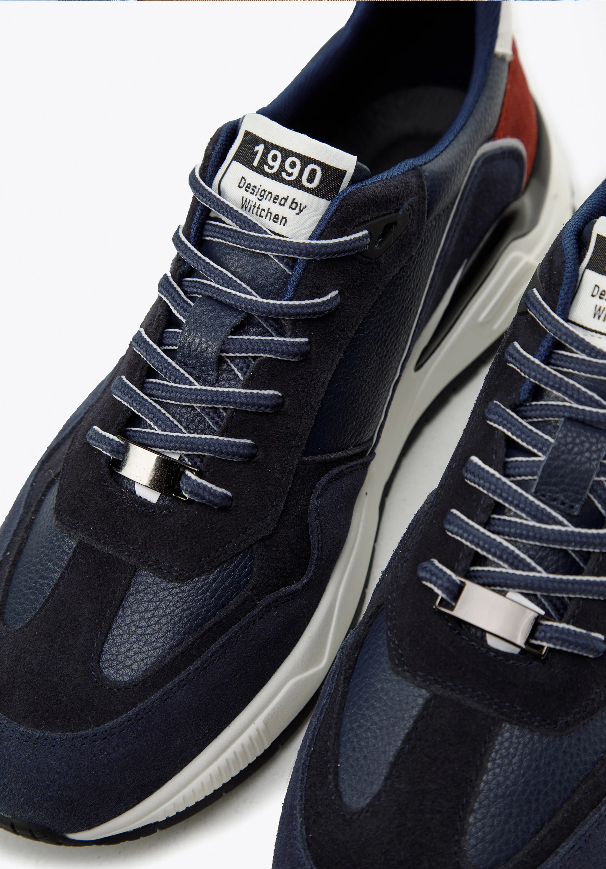 Męskie sneakersy skórzane z motywem w jodełkę