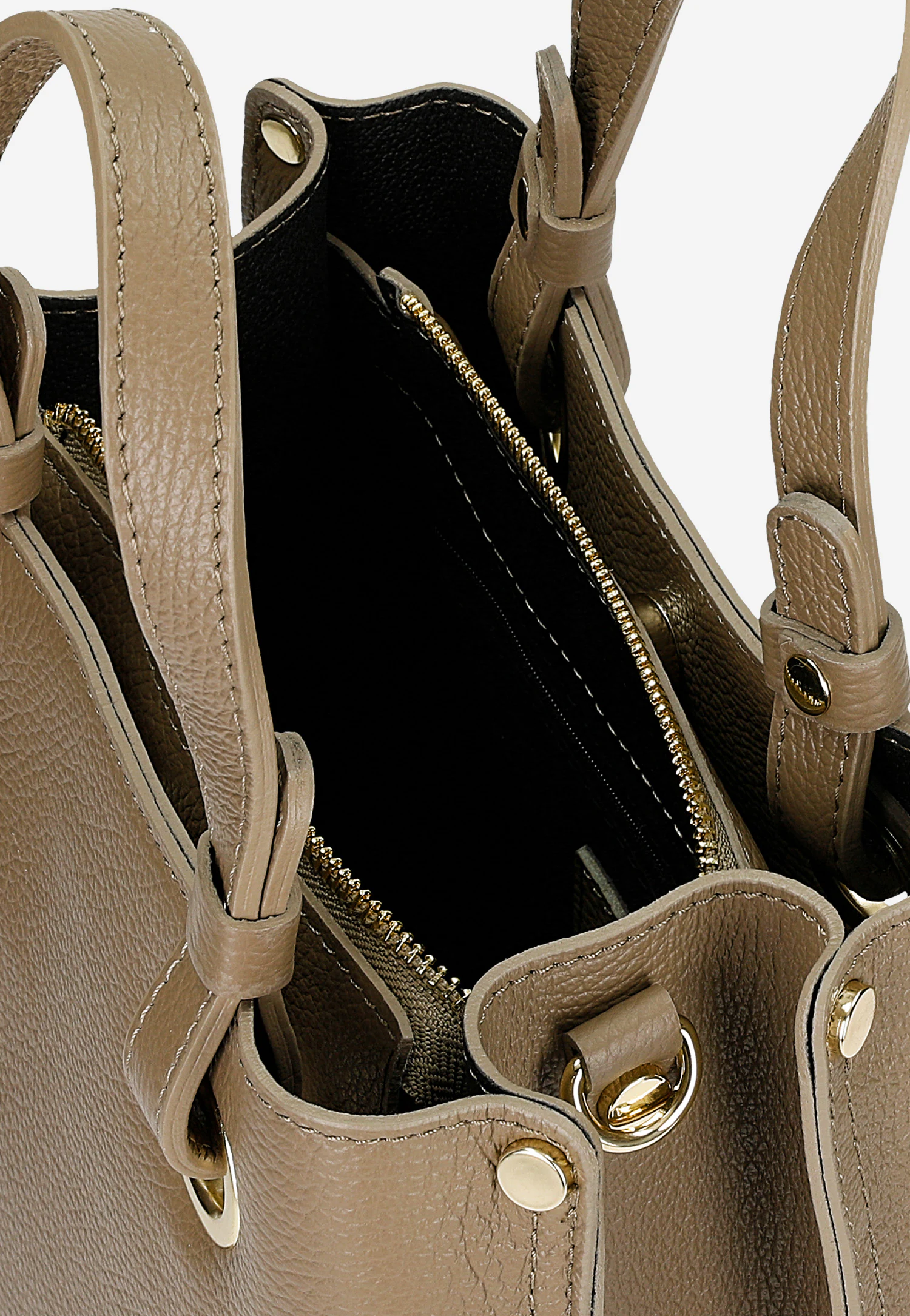 Ciemnobeżowa torebka damska ze skóry licowej