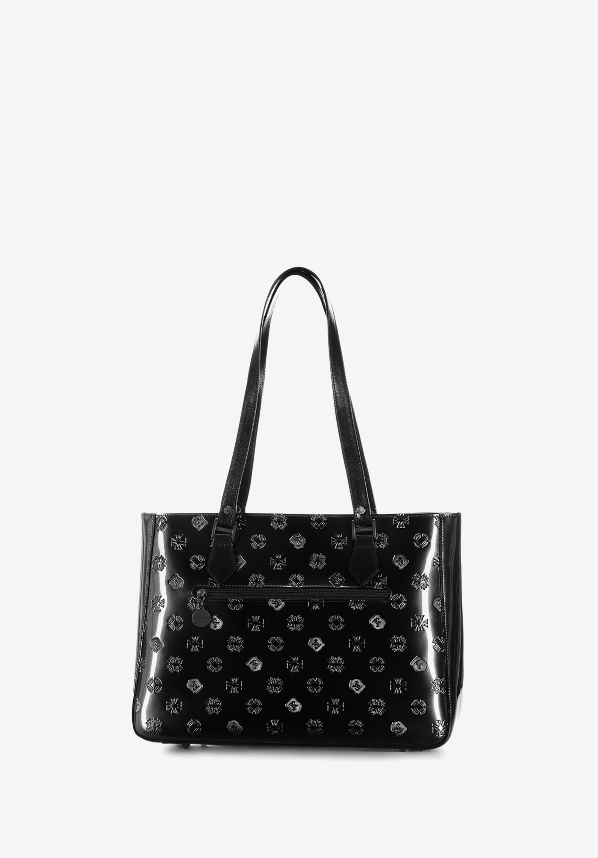 Torebka shopperka z błyszczącej skóry w monogram