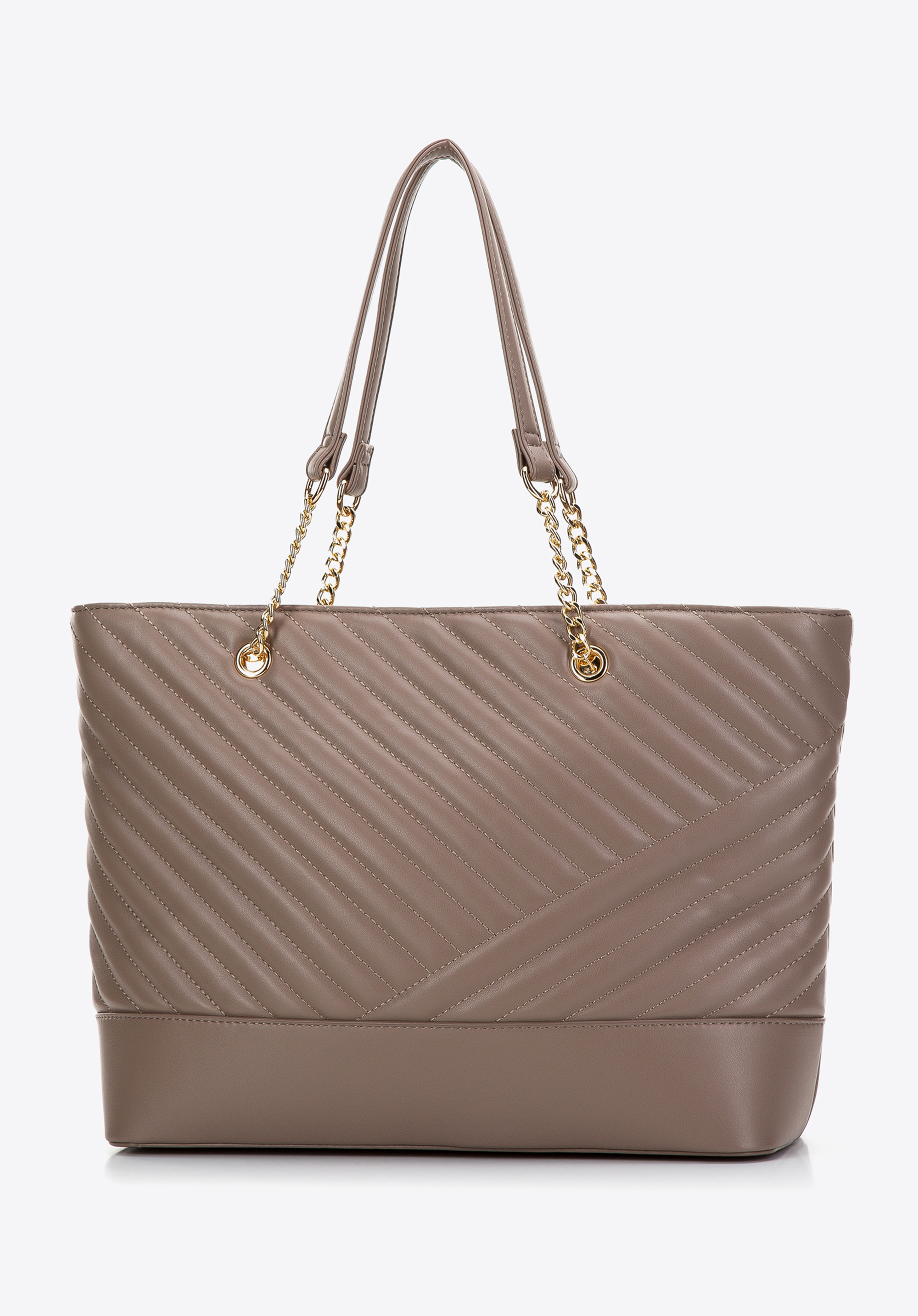 Torebka shopperka z ekoskóry pikowana na łańcuszku