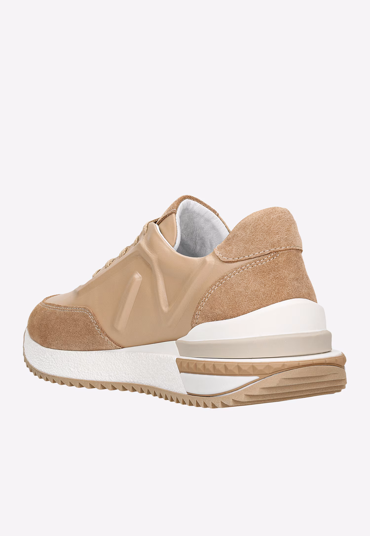 Beżowe sneakersy damskie z łączonych skór