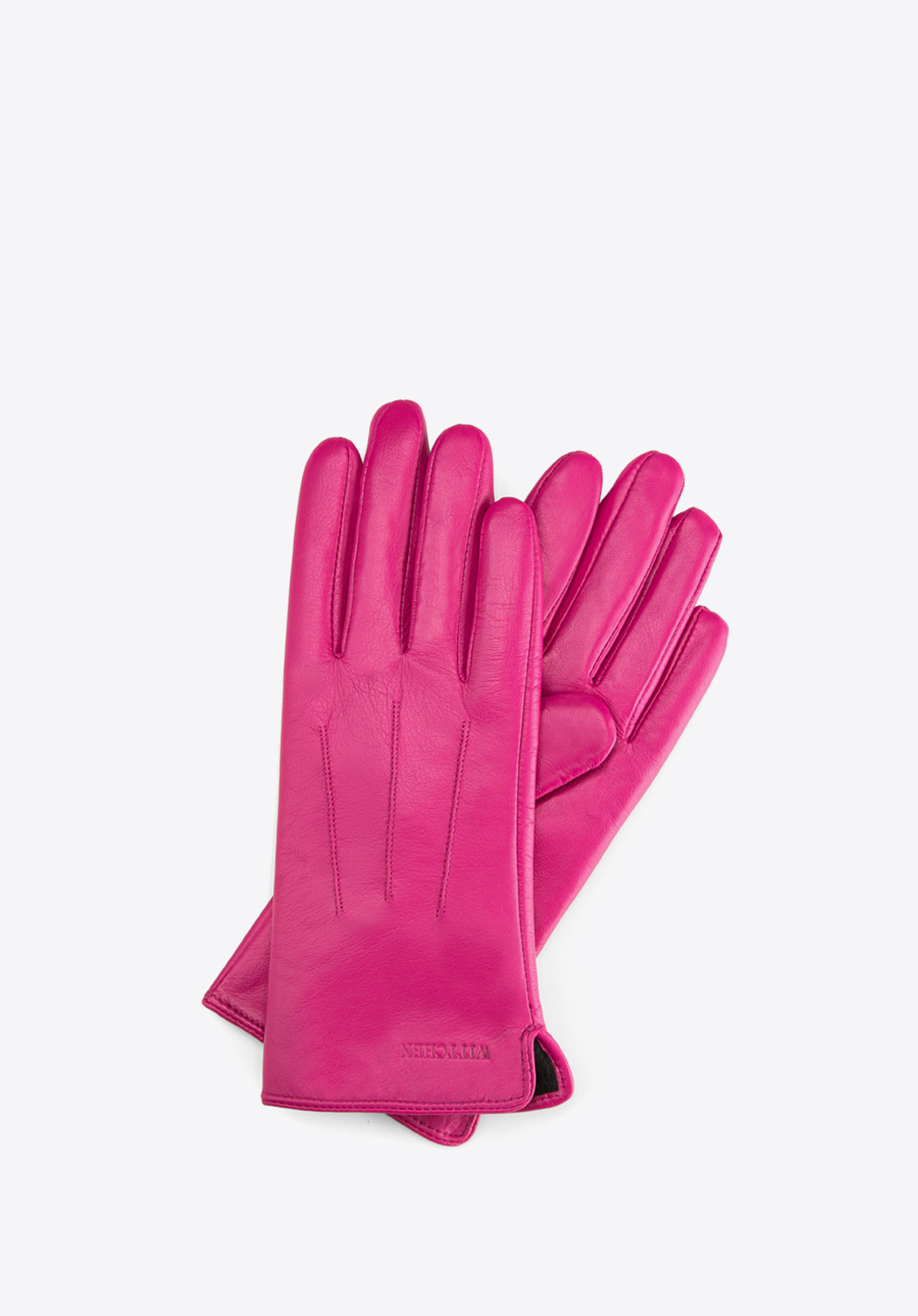 Damskie rękawiczki skórzane z pionowymi przeszyciami