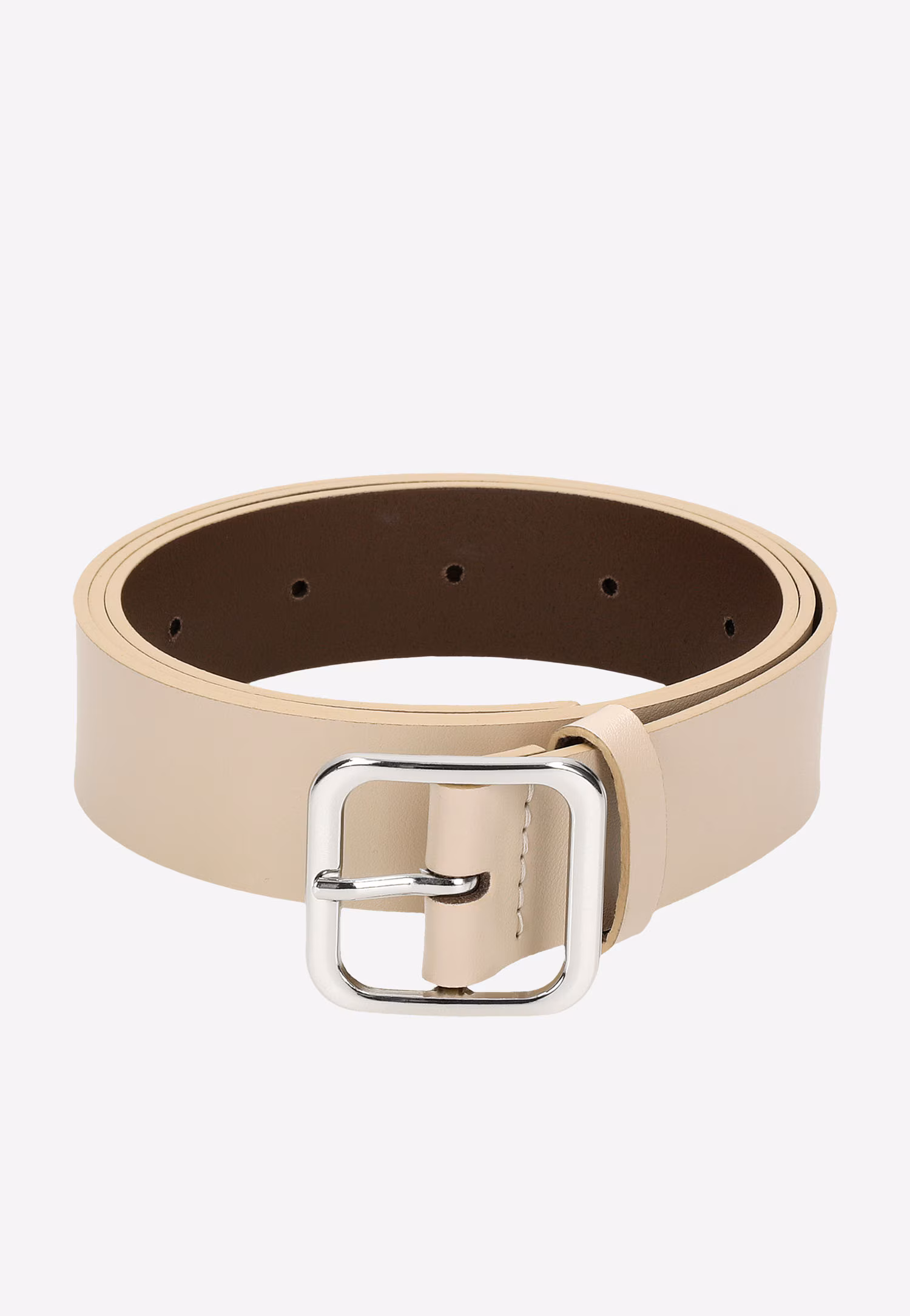 Gładki damski pasek w kolorze beżowym