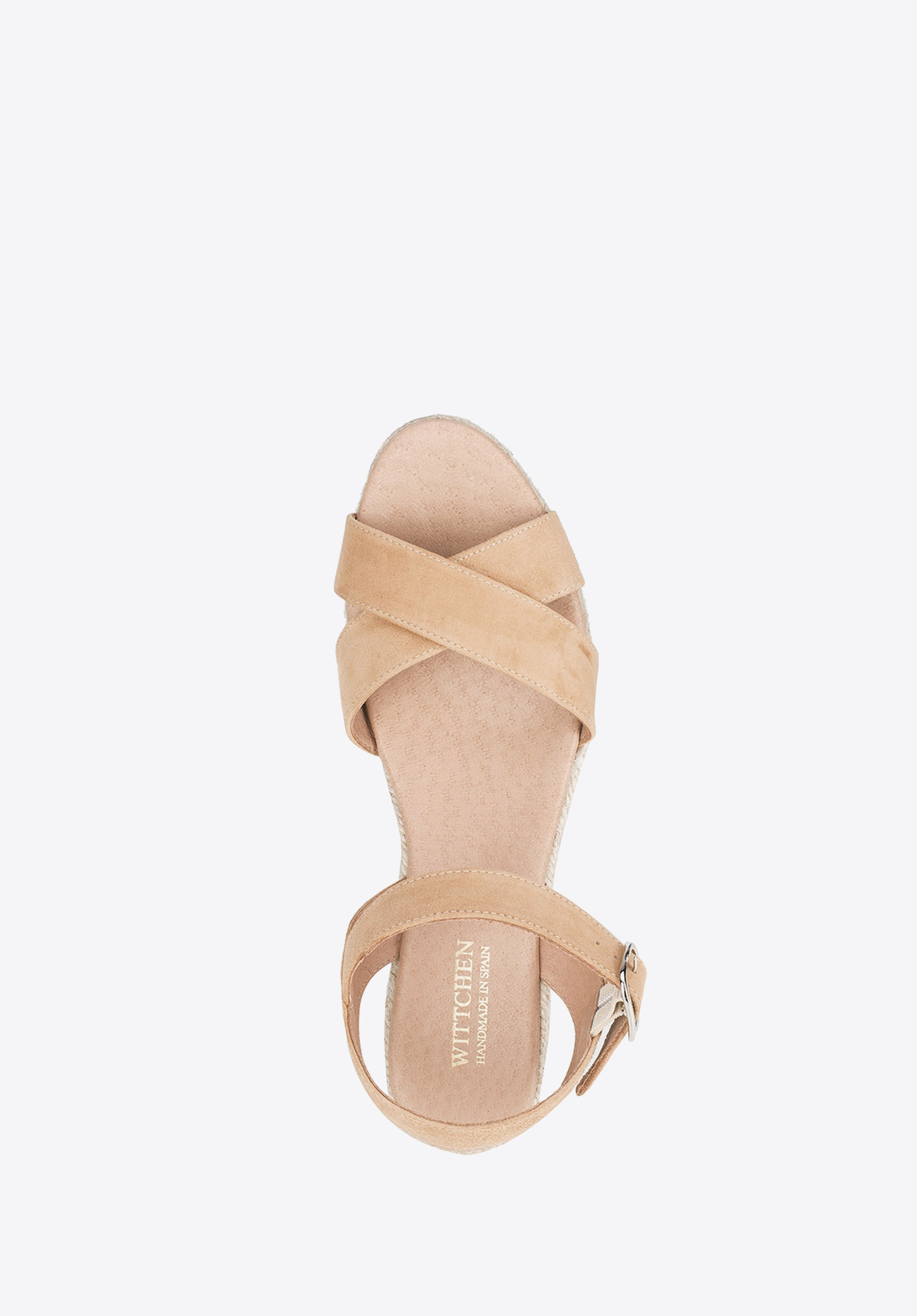 Damskie sandały z zamszu na sznurkowym koturnie