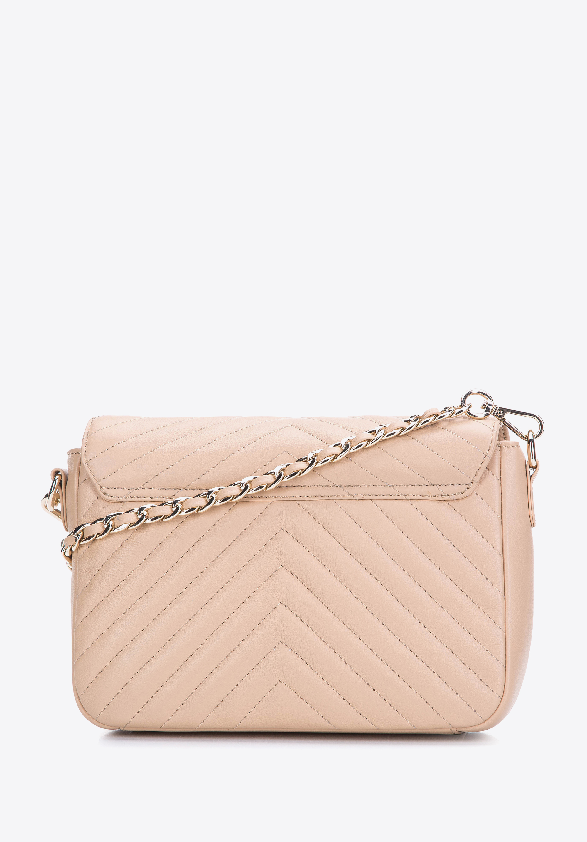 Damska listonoszka skórzana z ukośnym pikowaniem