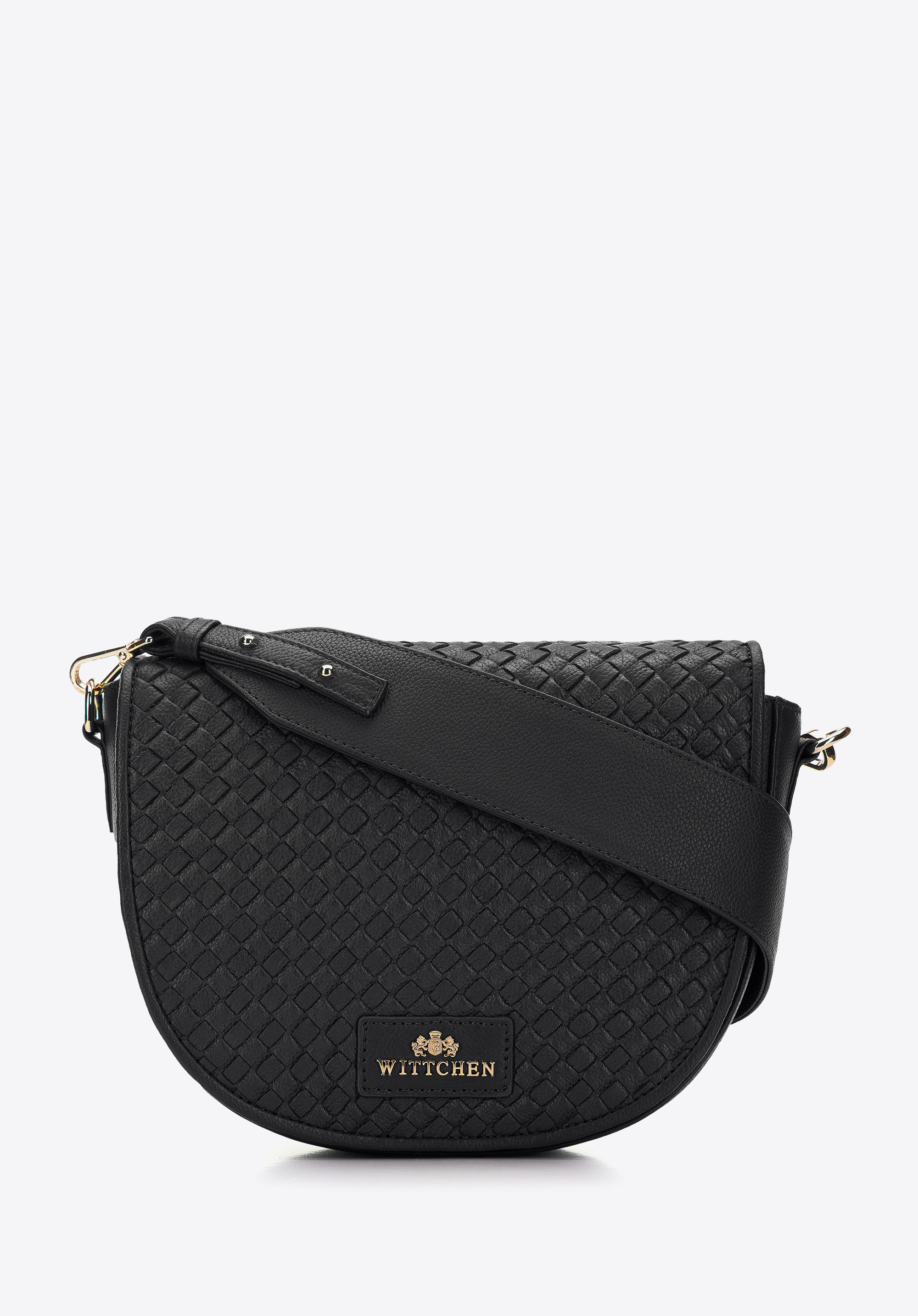 Damska listonoszka skórzana z plecionką na przodzie