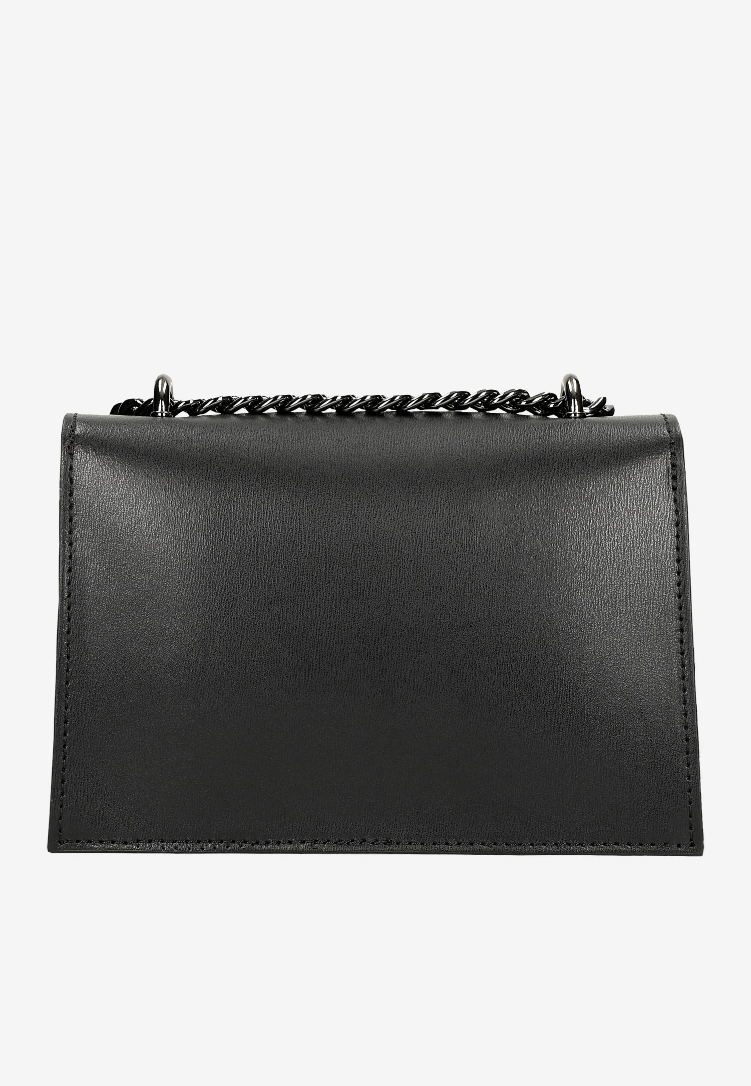 Czarna skórzana torebka damska z metalowym łańcuchem